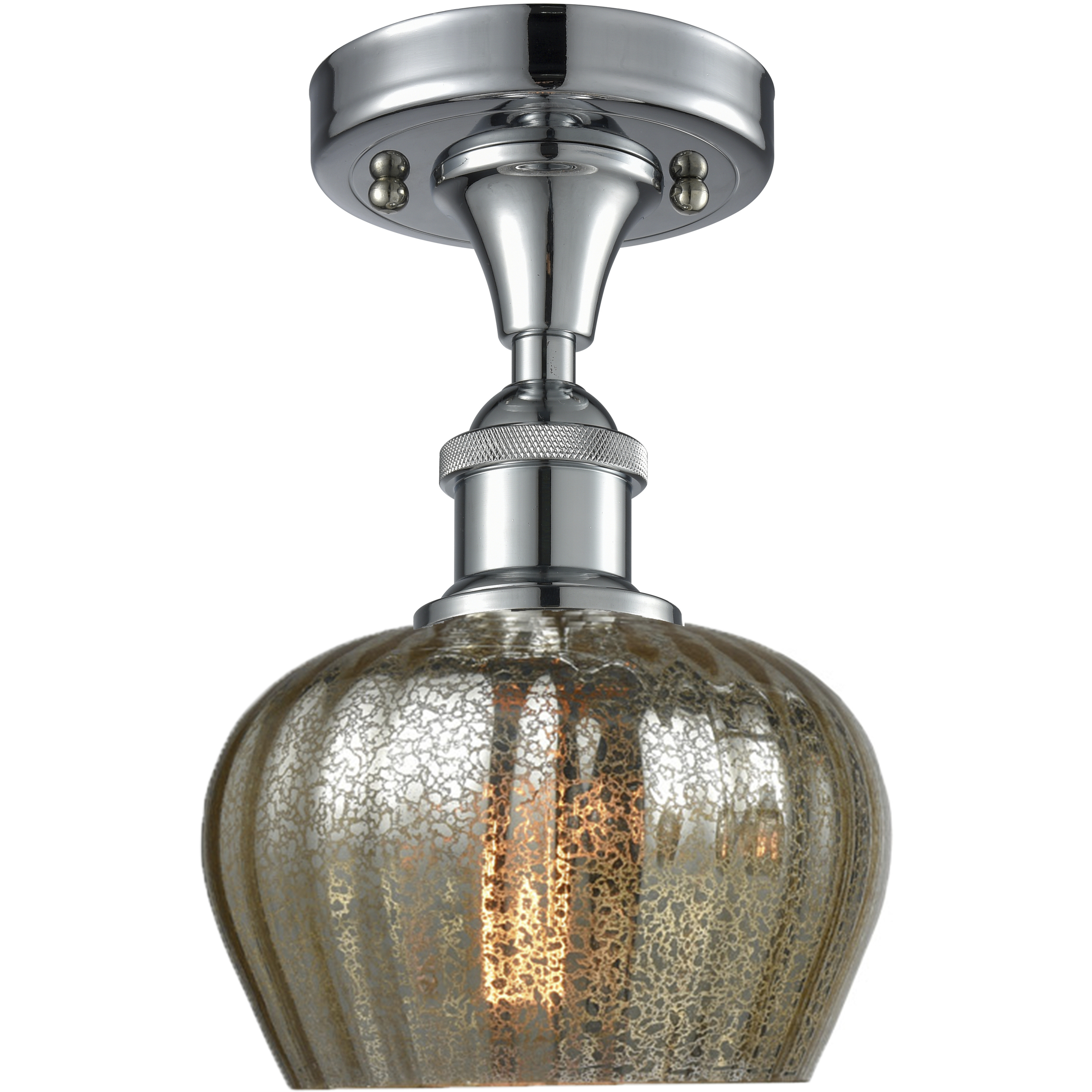 Edison Fenton 1 Light 6.5 inch Polished Chrome Semi-Flush Mount Ceiling Light in Mercury Glass