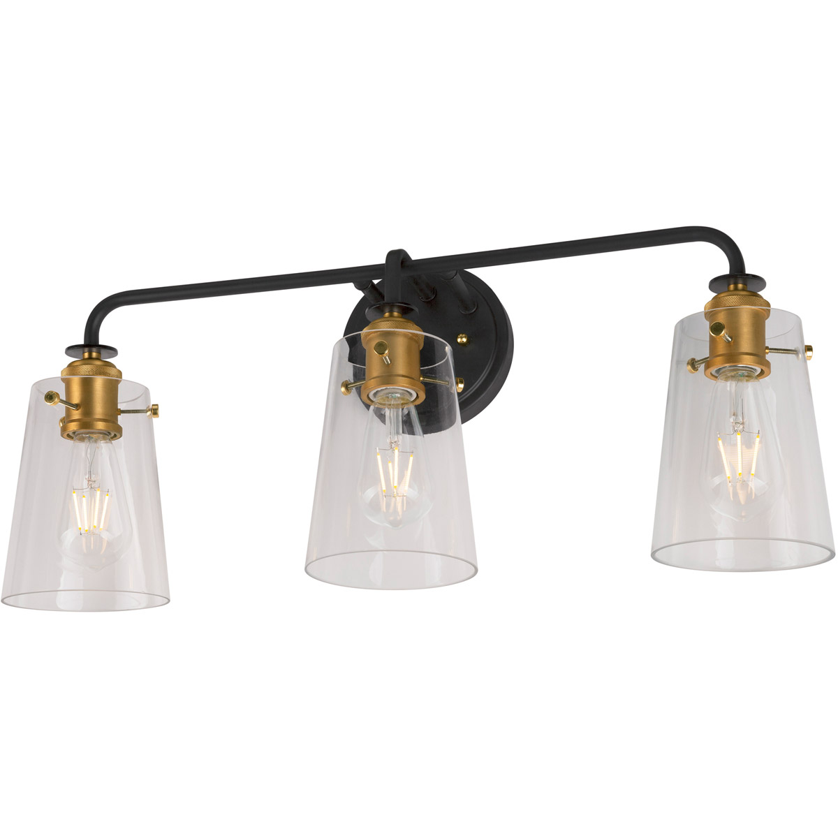 Ronna 3 Light 25 inch Black and Soft Gold Bath & Vanity Wall Light