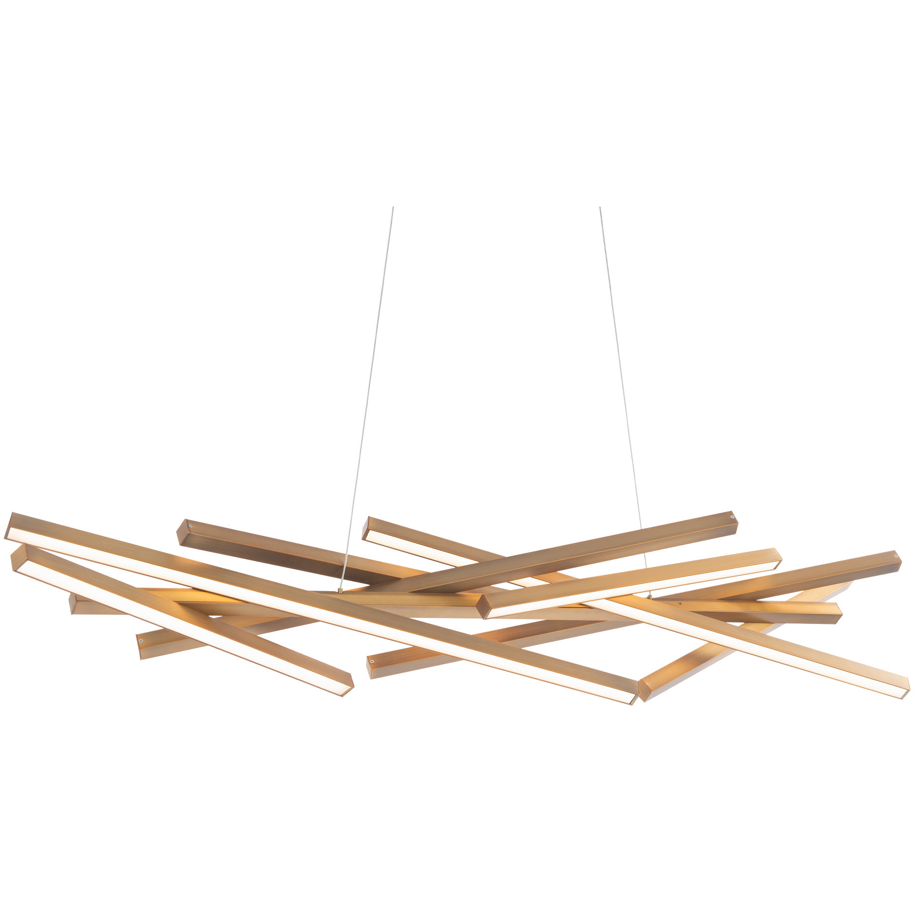 Parallax Linear Pendant Ceiling Light in Aged Brass, dweLED