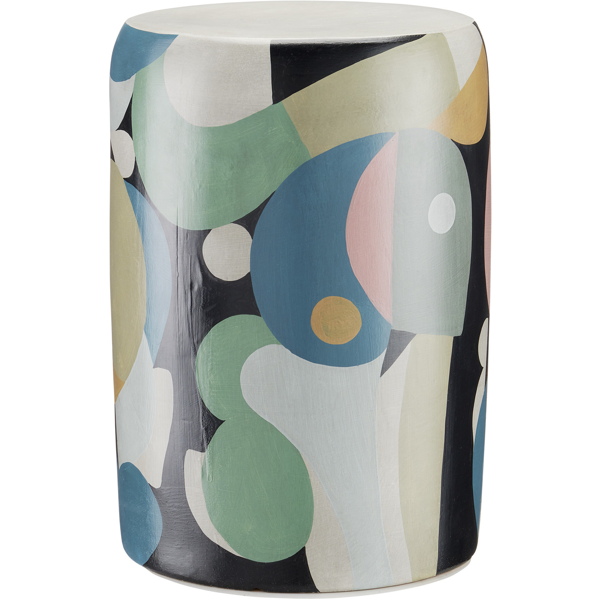 So Nouveau 12 inch Blue and Green and Black and Tan and Yellow Accent Table