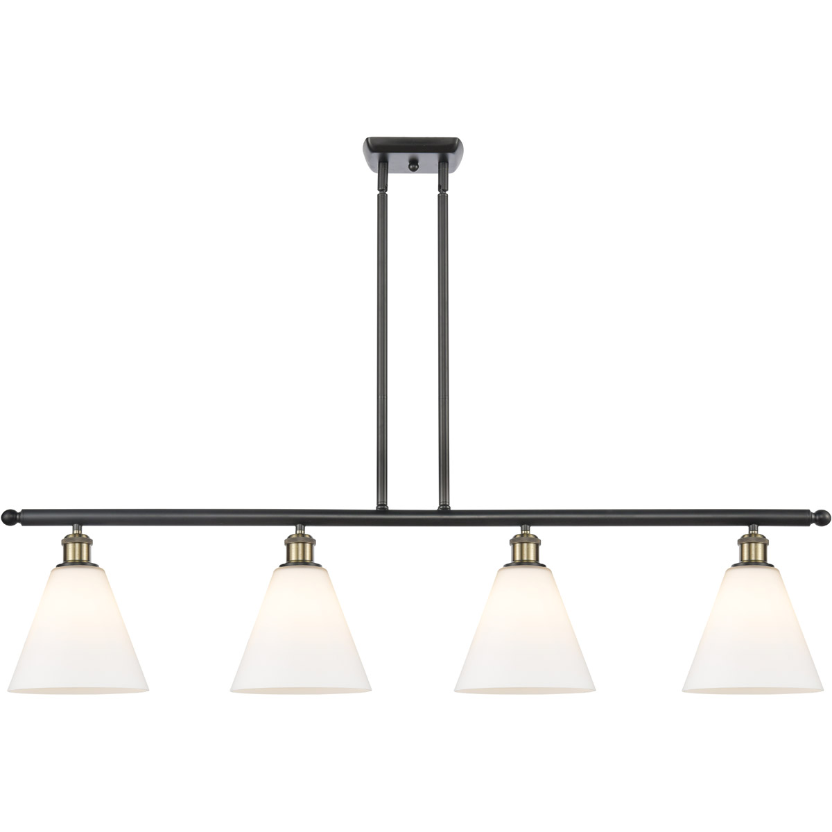 Ballston Ballston Cone Island Light Ceiling Light in Black Antique Brass, Matte White Glass
