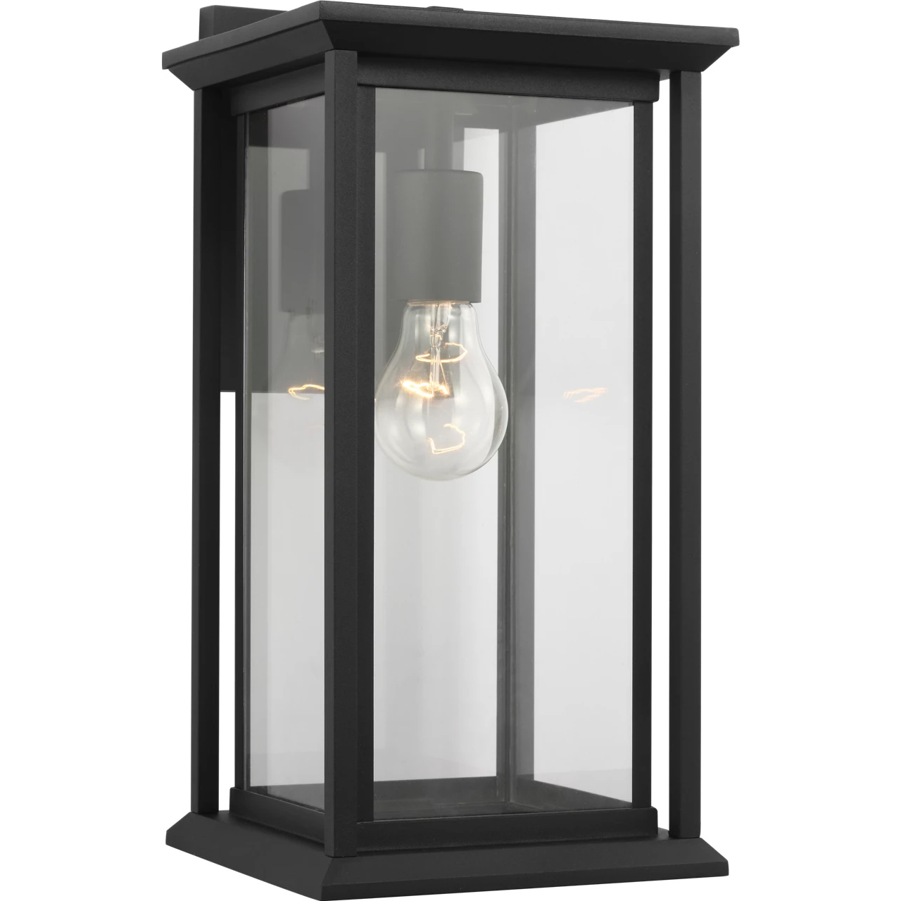 Audley 1 Light 15 inch Textured Black Outdoor Wall Lantern in Clear Glass, Medium