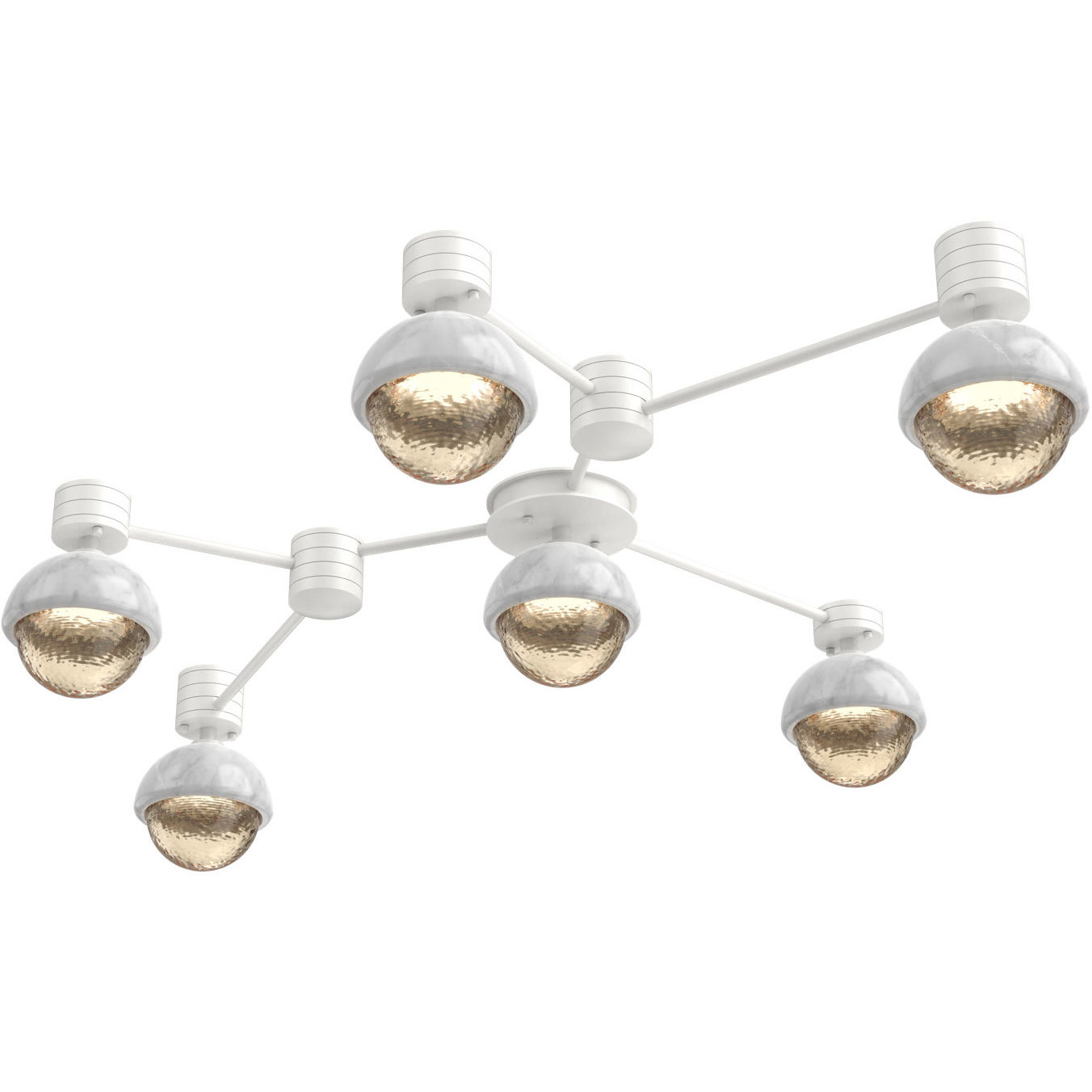 Cabochon Sconce & Flush Mount Wall Light in 3000K LED, Amber, Salt White with White Marble, Hub & Spoke