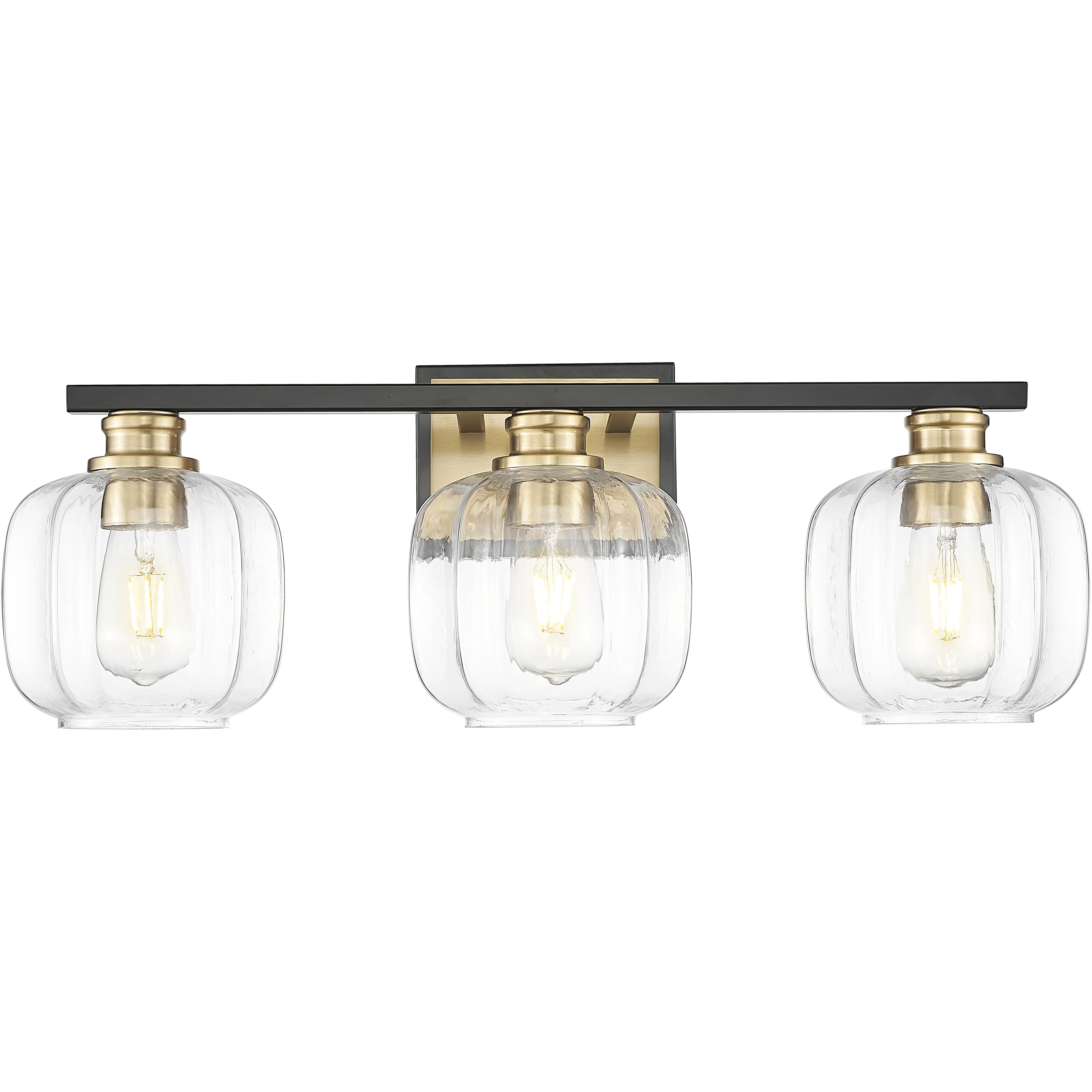Oxley 3 Light 25 inch Matte Black and Brass Vanity Wall Light