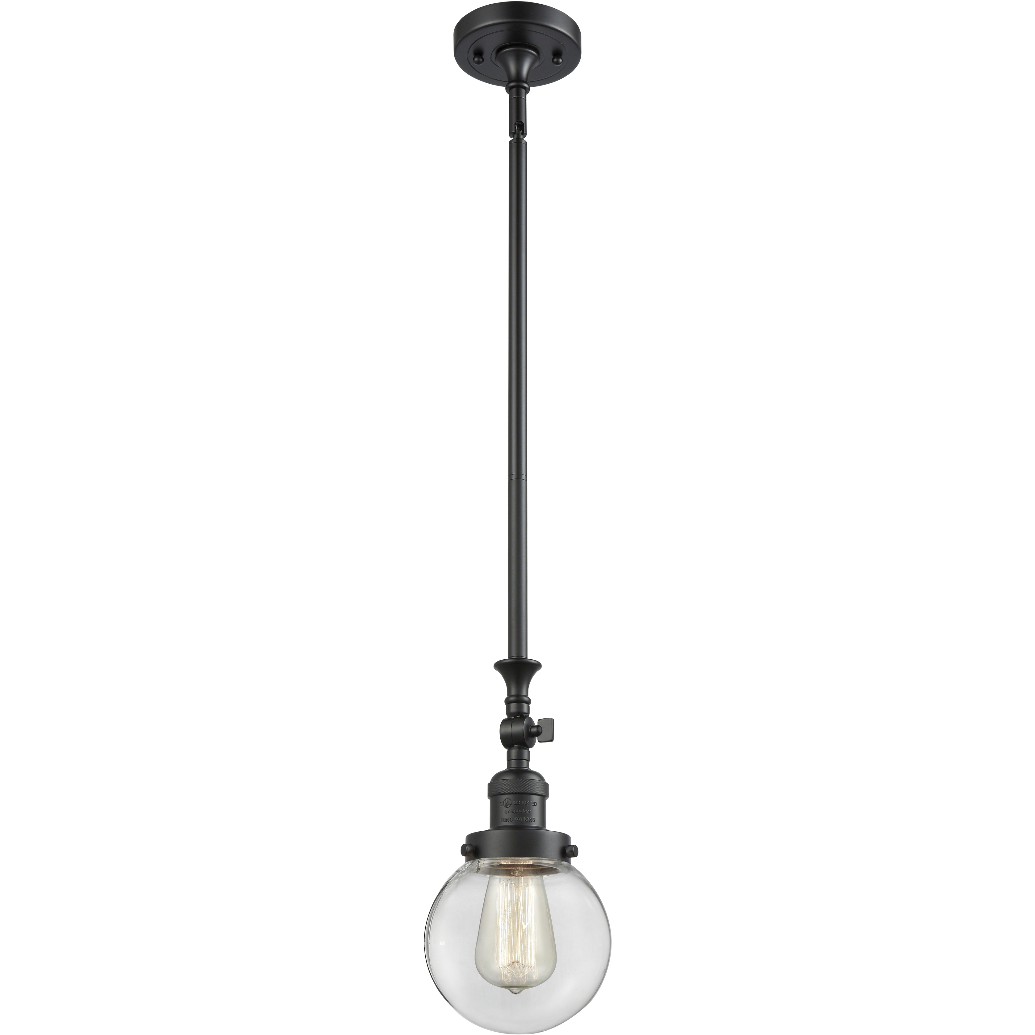 Franklin Restoration Beacon 1 Light 6 inch Matte Black Mini Pendant Ceiling Light in Incandescent, Clear, Franklin Restoration