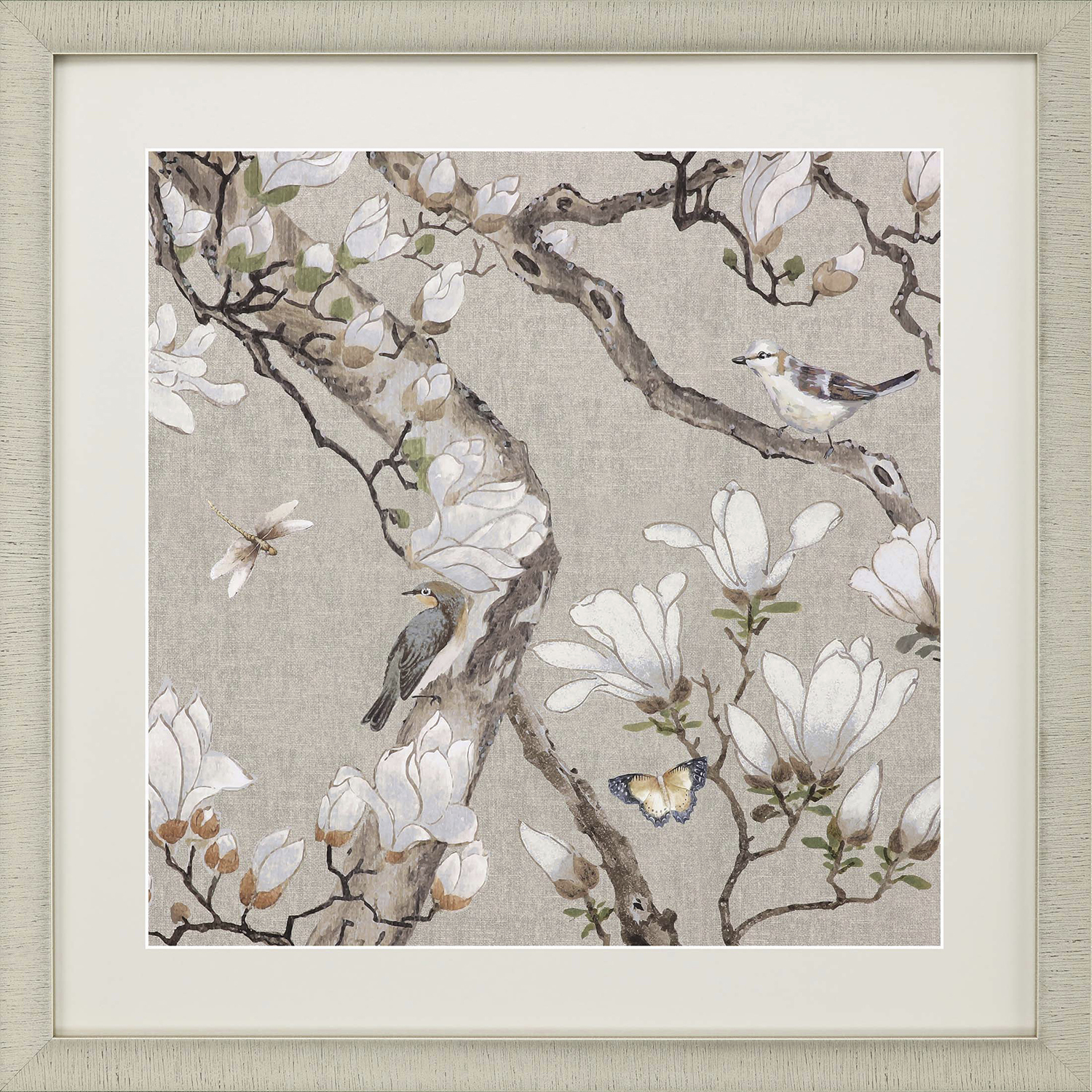 Magnolia Bloom / Magnolia Blossom White and Beige and Brown and Neutral Framed Art