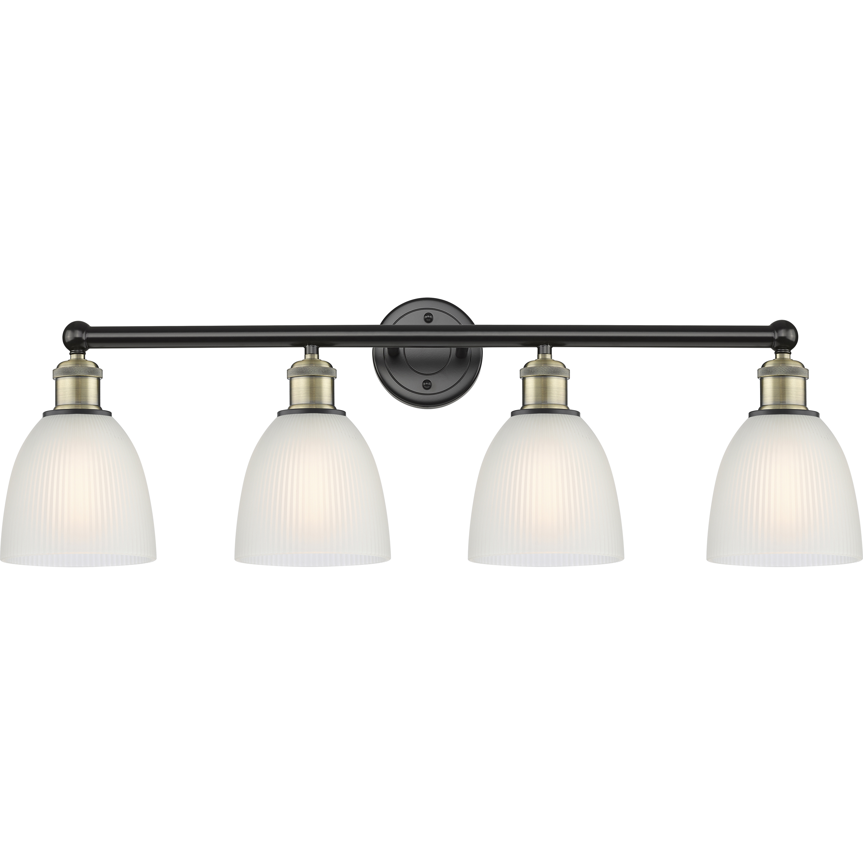 Castile 4 Light 33 inch Black Antique Brass Bath Vanity Light Wall Light in White