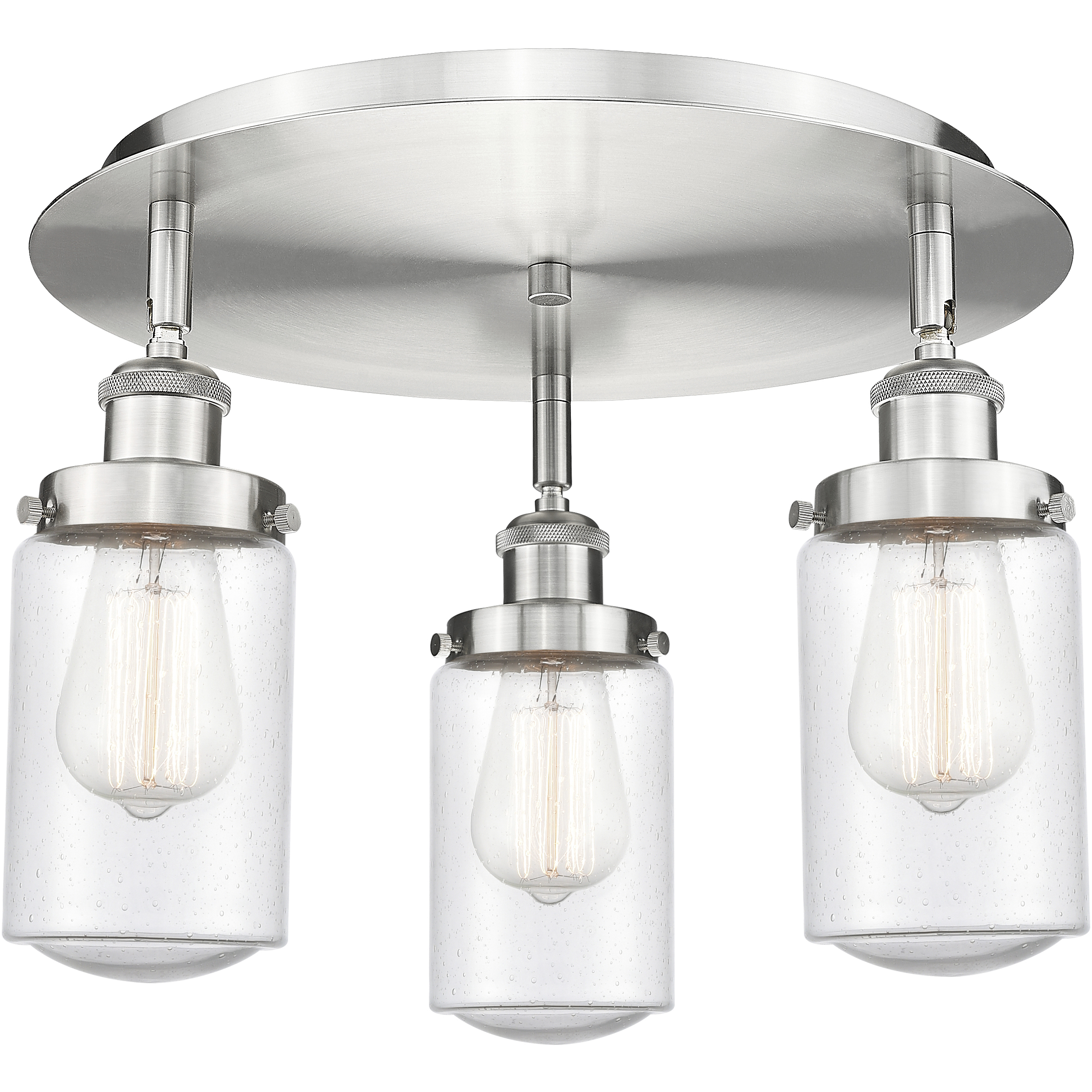 Dover 3 Light 16.25 inch Satin Nickel Flush Mount Ceiling Light in Seedy