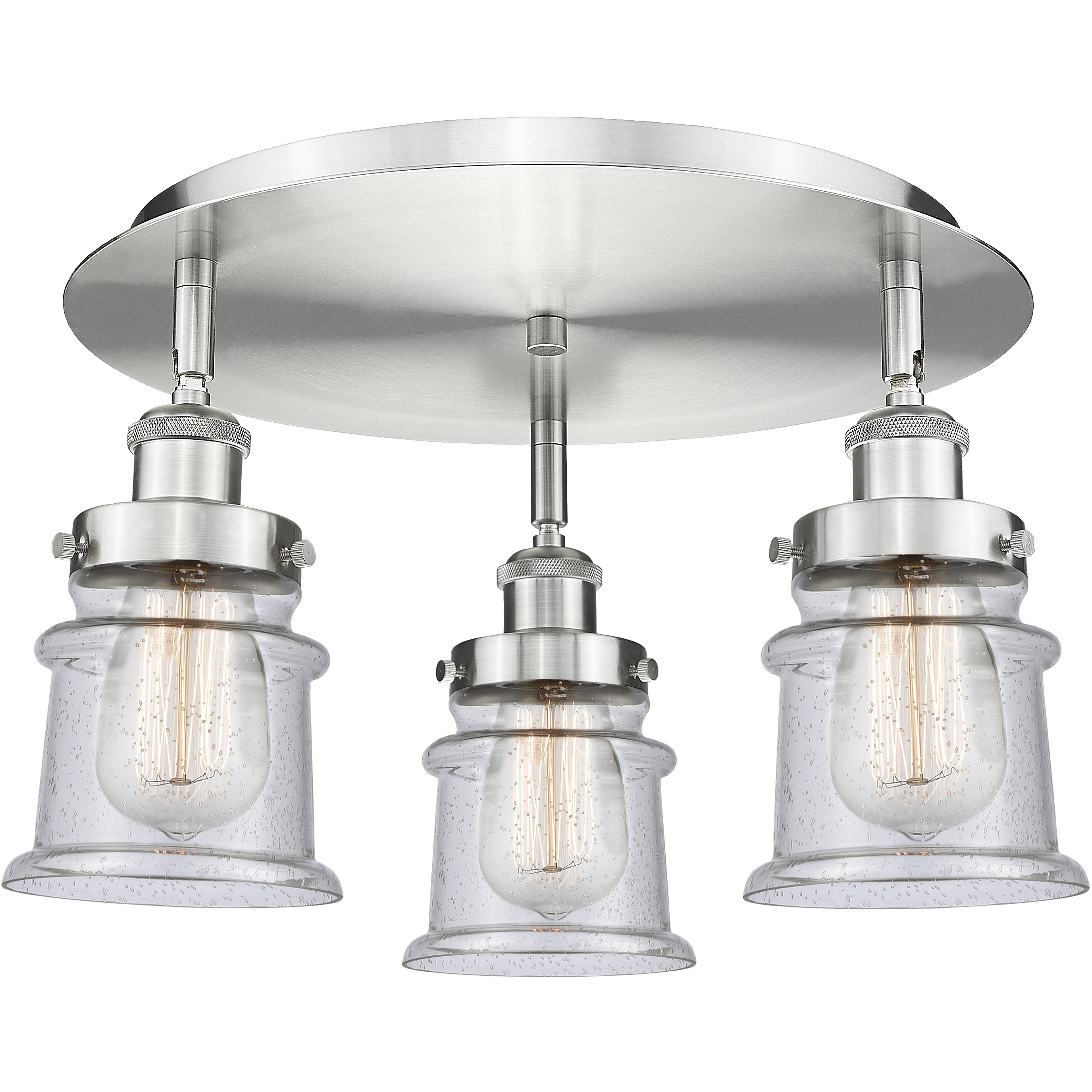 Canton 3 Light 17 inch Satin Nickel Flush Mount Ceiling Light in Seedy