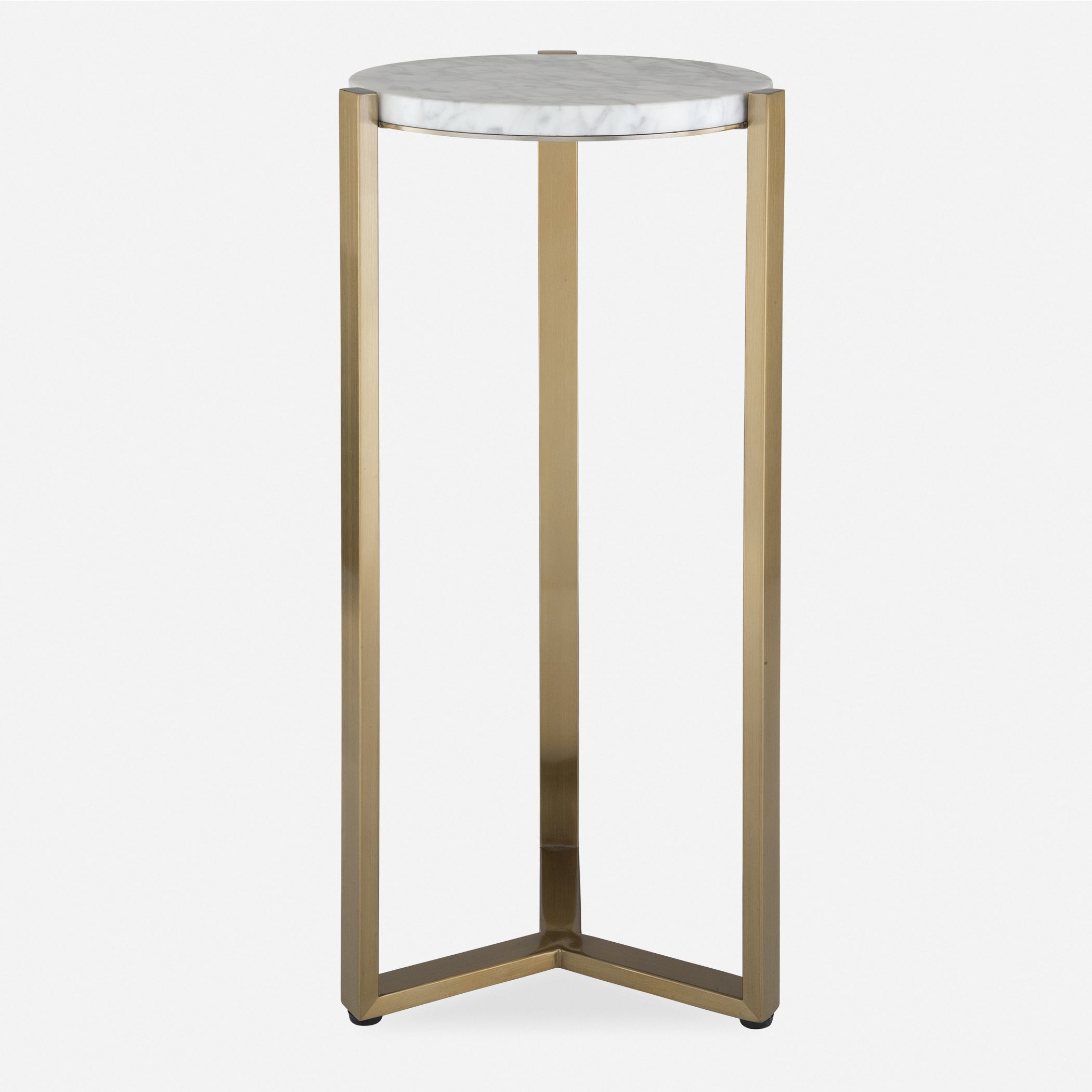 Pietra 23 X 10.63 inch Antique Brass and Carrara Marble Drink Table