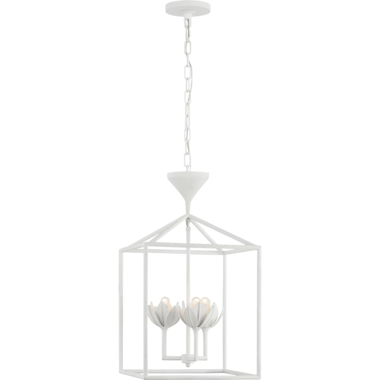 Julie Neill Alberto LED 14 inch Plaster White Open Cage Lantern Ceiling Light, Small