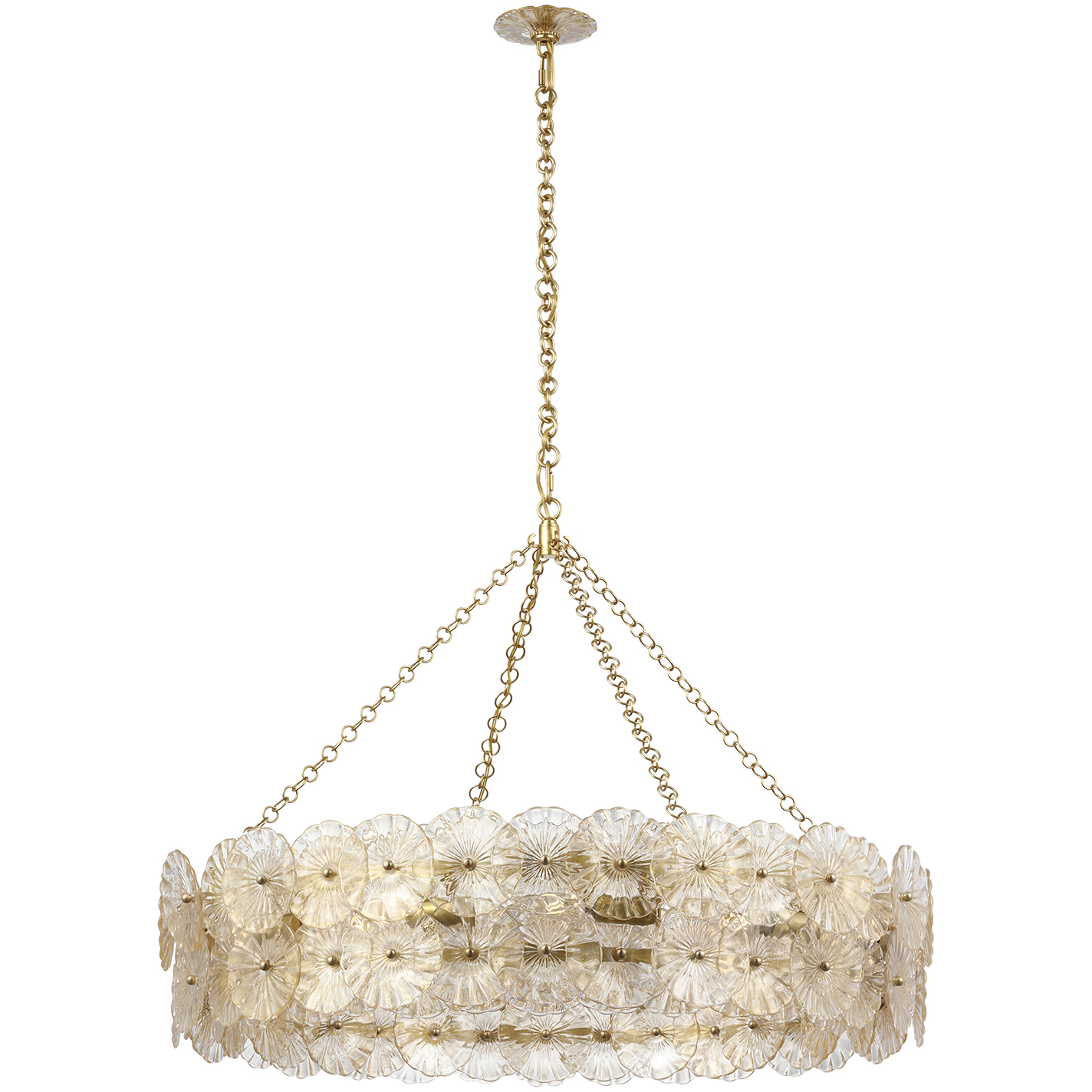 Julie Neill Gianna LED 35.75 inch Hand-Rubbed Antique Brass Ring Chandelier Ceiling Light in Gold Fleck Glass