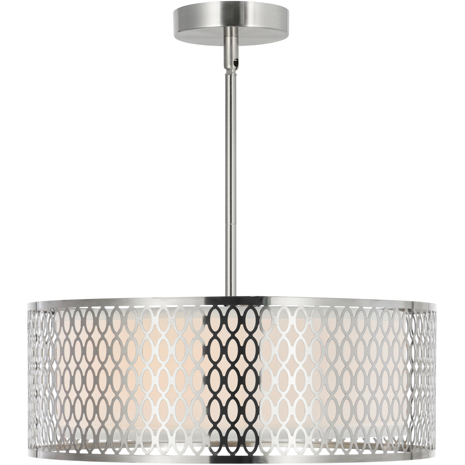 Mikayla 3 Light 17 inch Satin Nickel Drum Shade Chandelier Ceiling Light