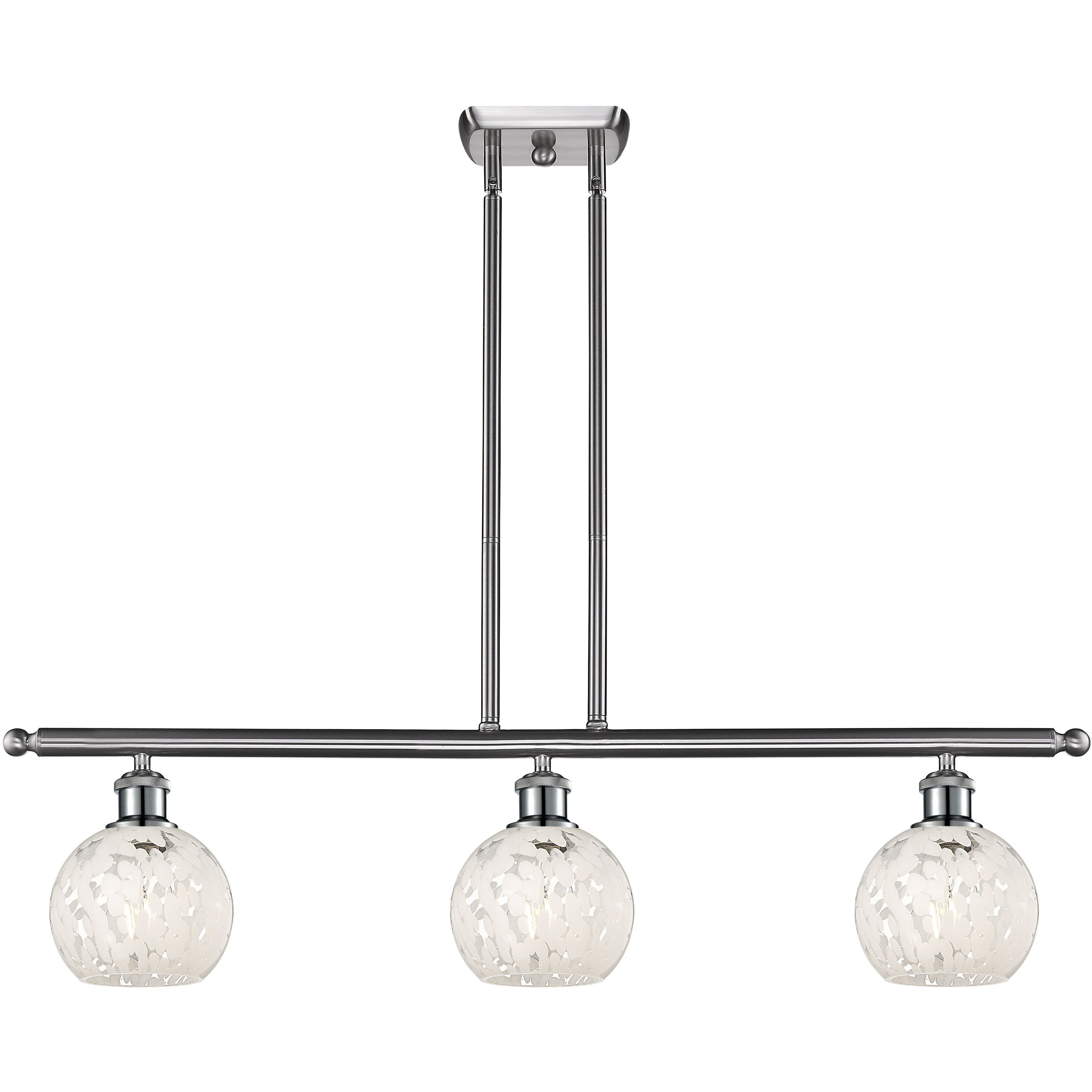 Ballston White Mouchette 3 Light 36 inch Brushed Satin Nickel Stem Hung Island Light Ceiling Light