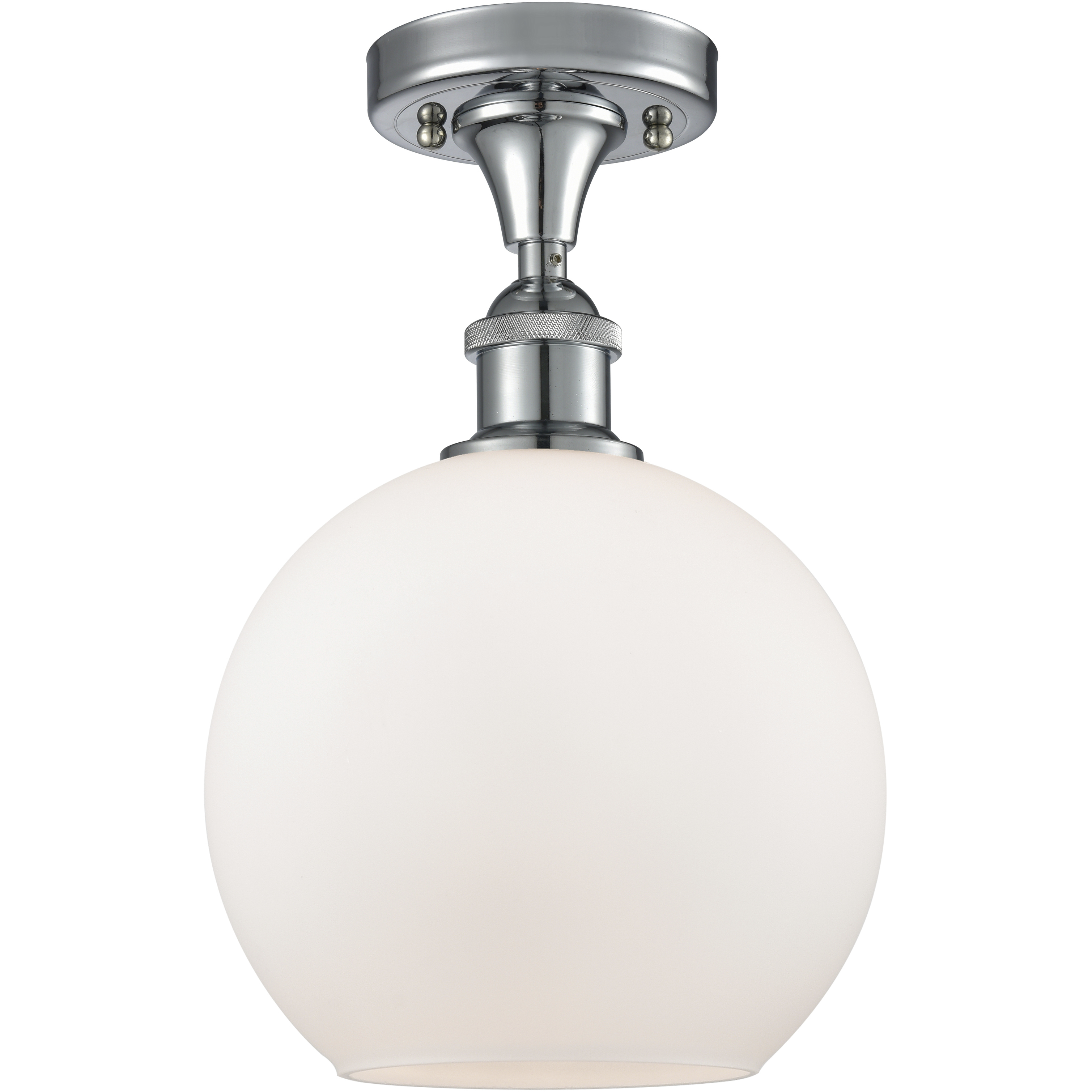 Edison Athens 1 Light 8 inch Polished Chrome Semi-Flush Mount Ceiling Light in Matte White Glass