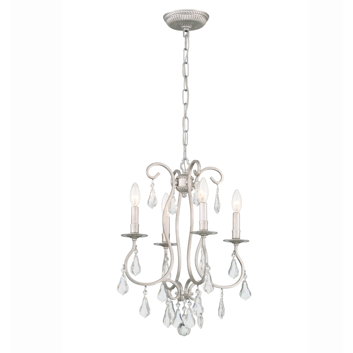 Ashton 4 Light 16 inch Olde Silver Mini Chandelier Ceiling Light in Clear Hand Cut