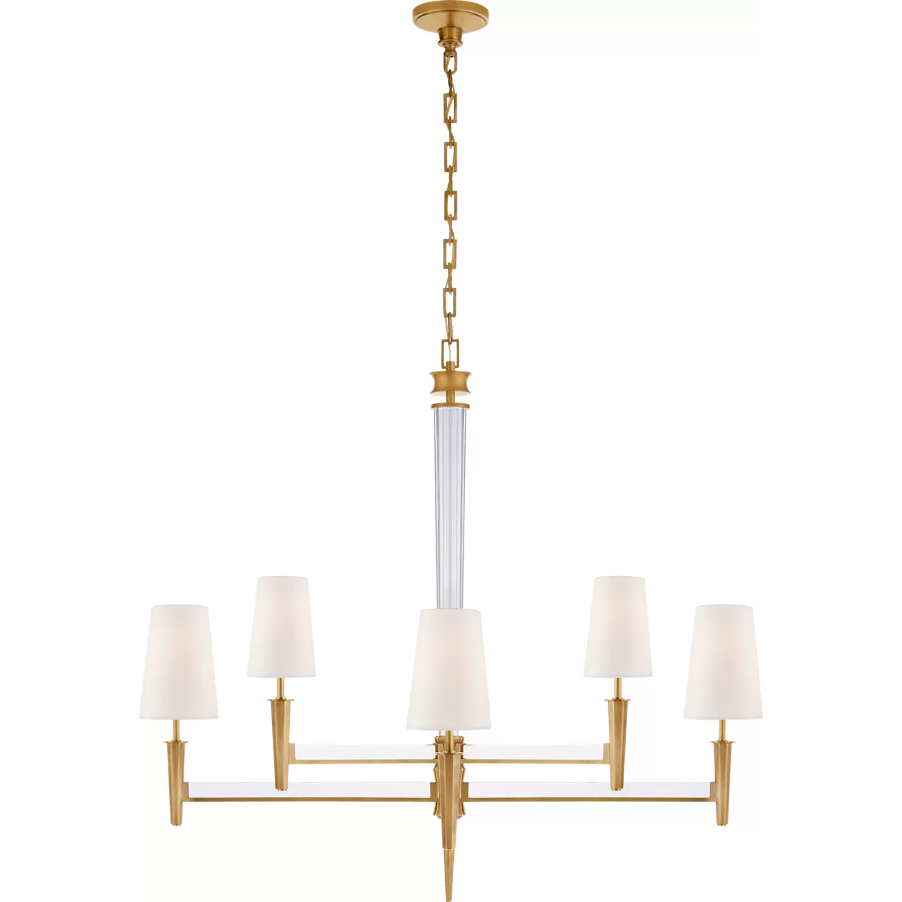 Thomas O'Brien Lyra 8 Light 42.5 inch Hand-Rubbed Antique Brass and Crystal Two Tier Chandelier Ceiling Light