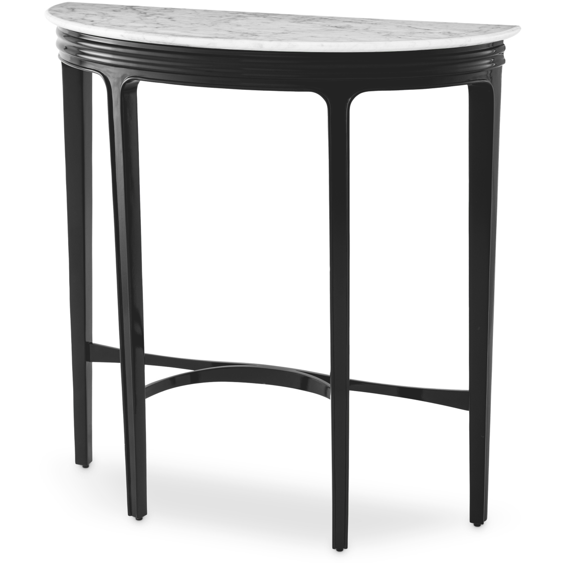 Rochefort 32.48 inch Piano Black and White Carrera Marble Console Table