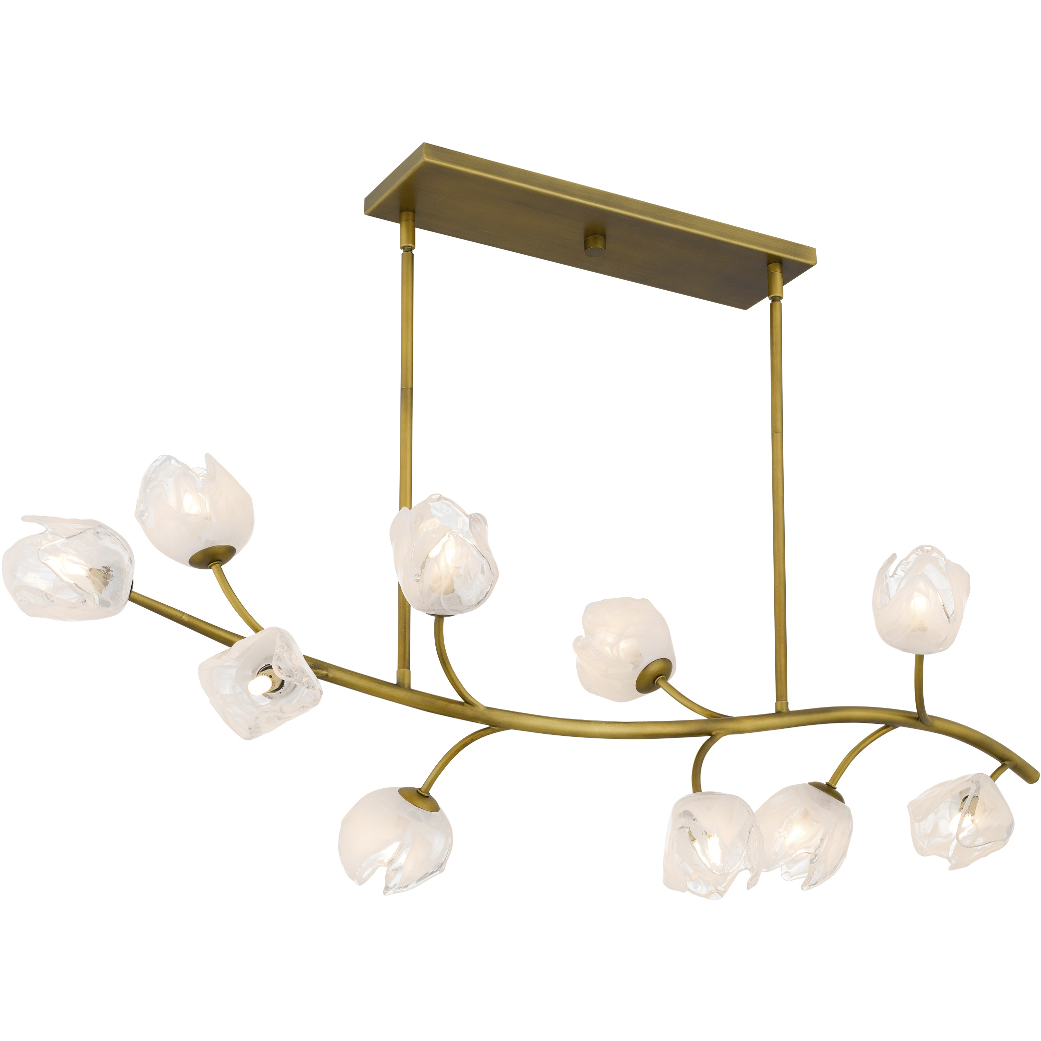 Walker 10 Light 48.5 inch Vintage Brass Island Light Ceiling Light