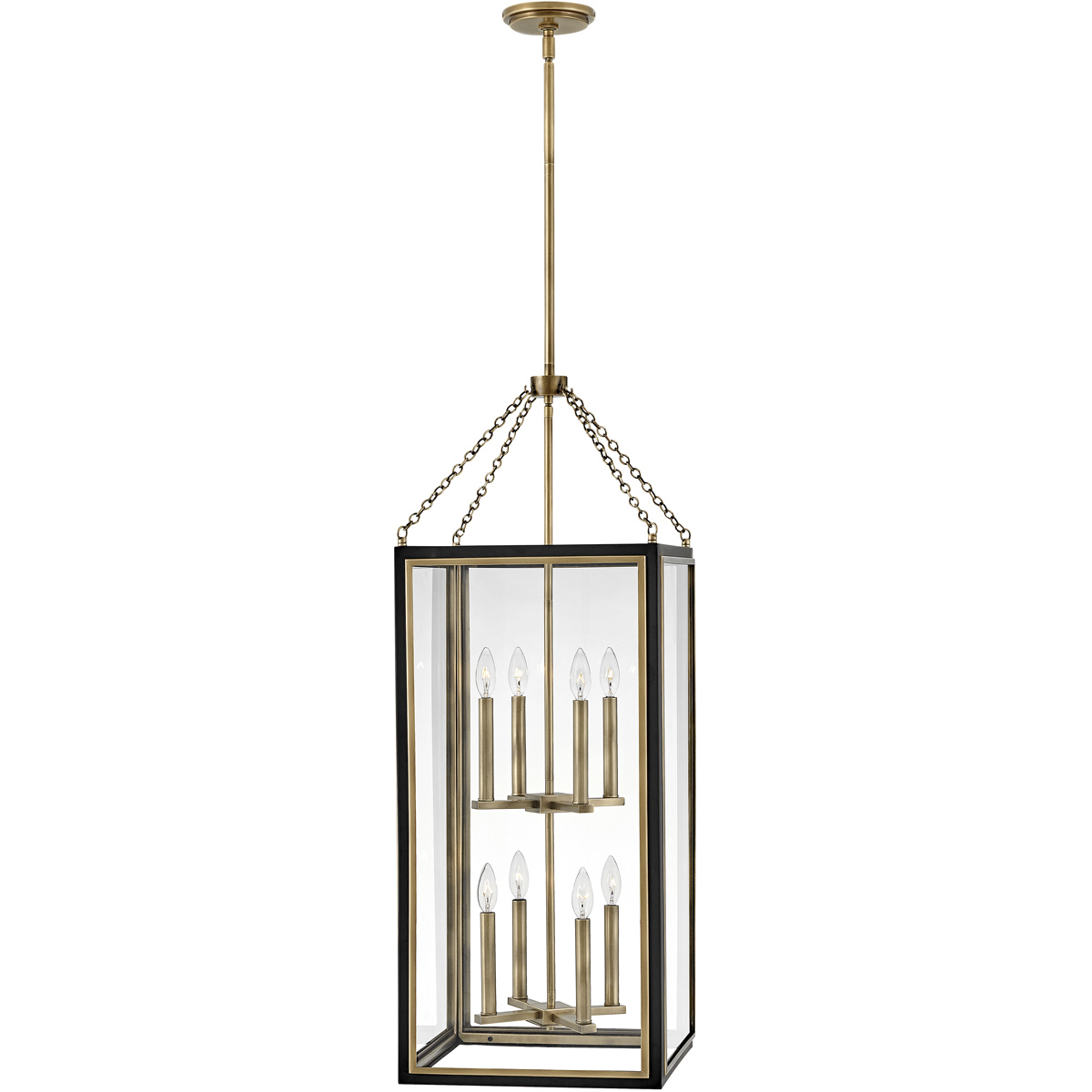 Shaw 8 Light 15.5 inch Black with Heritage Brass Indoor Chandelier Ceiling Light
