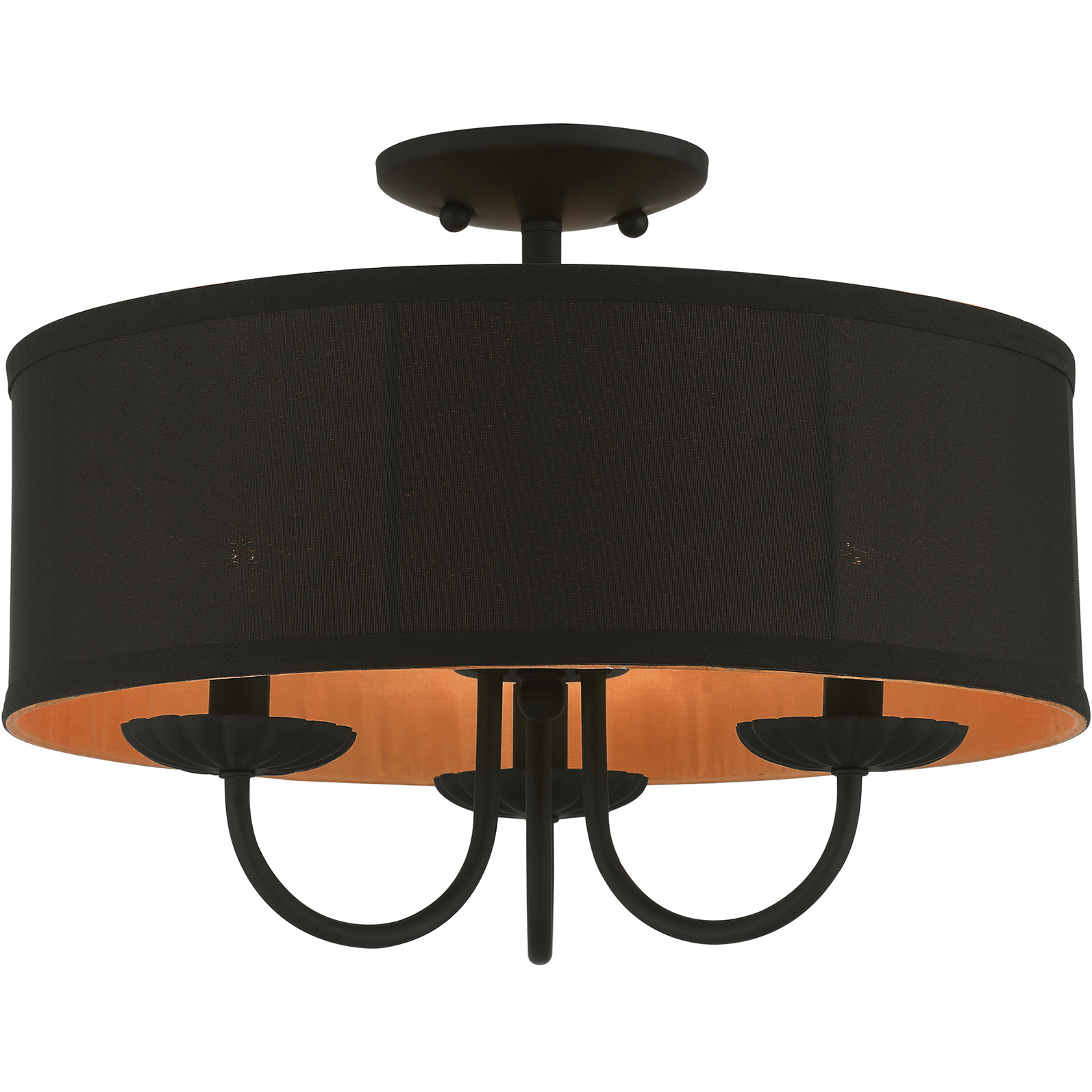 Winchester 3 Light 16 inch Black Semi-Flush Mount Ceiling Light