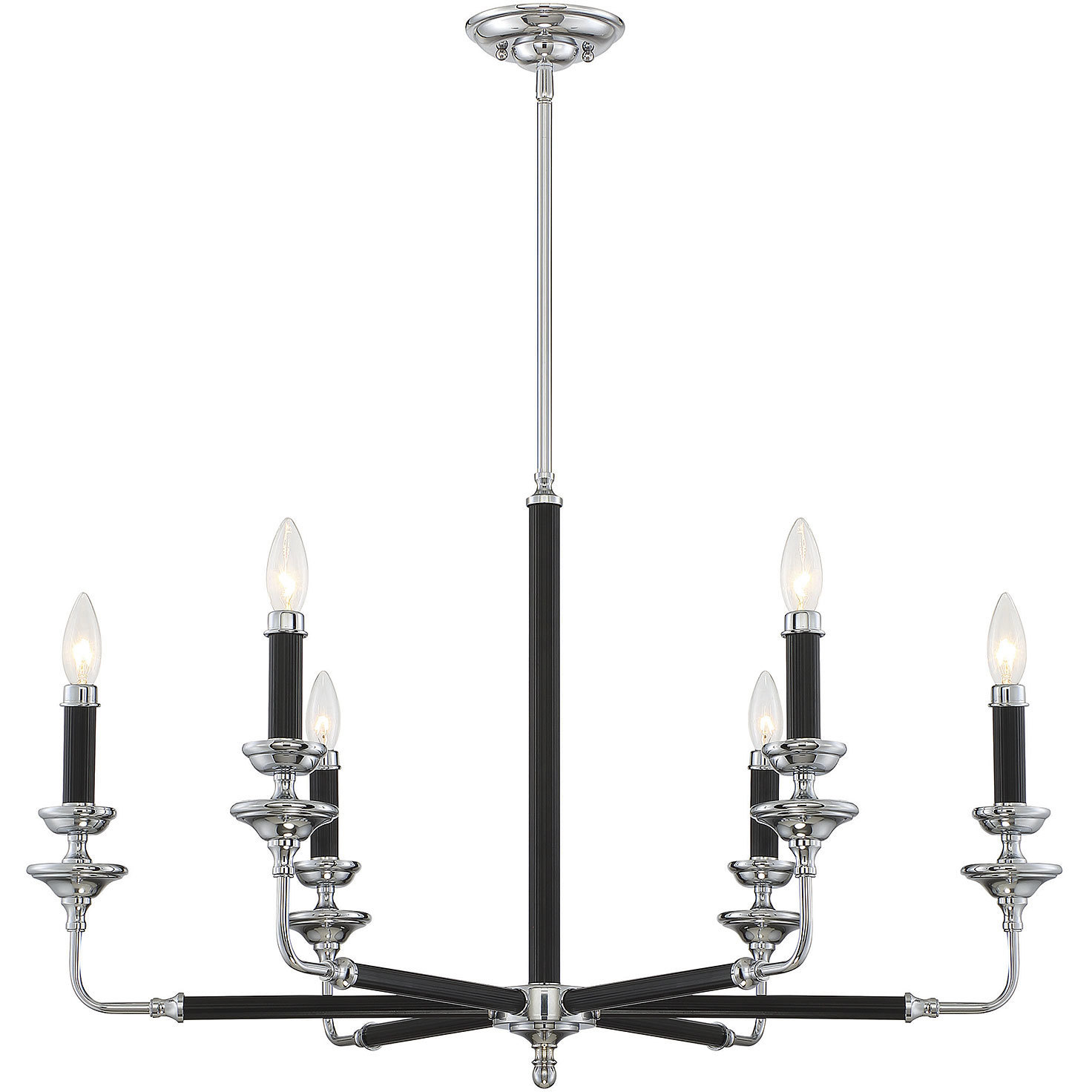 Davidson 6 Light 32 inch Matte Black with Polished Chrome Accents Chandelier Ceiling Light