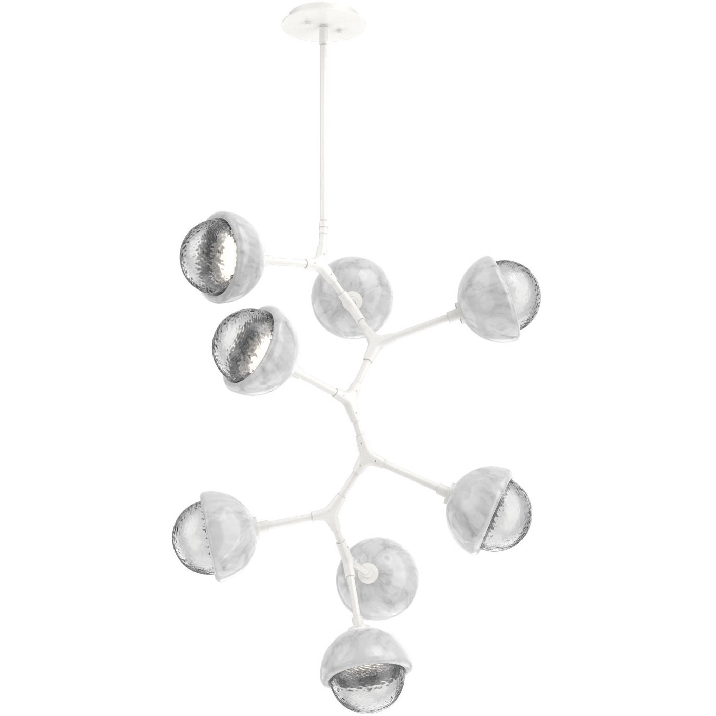 Cabochon LED 26 inch Salt White with White Marble Chandelier Ceiling Light in 3000K LED, Clear, Modern Vine