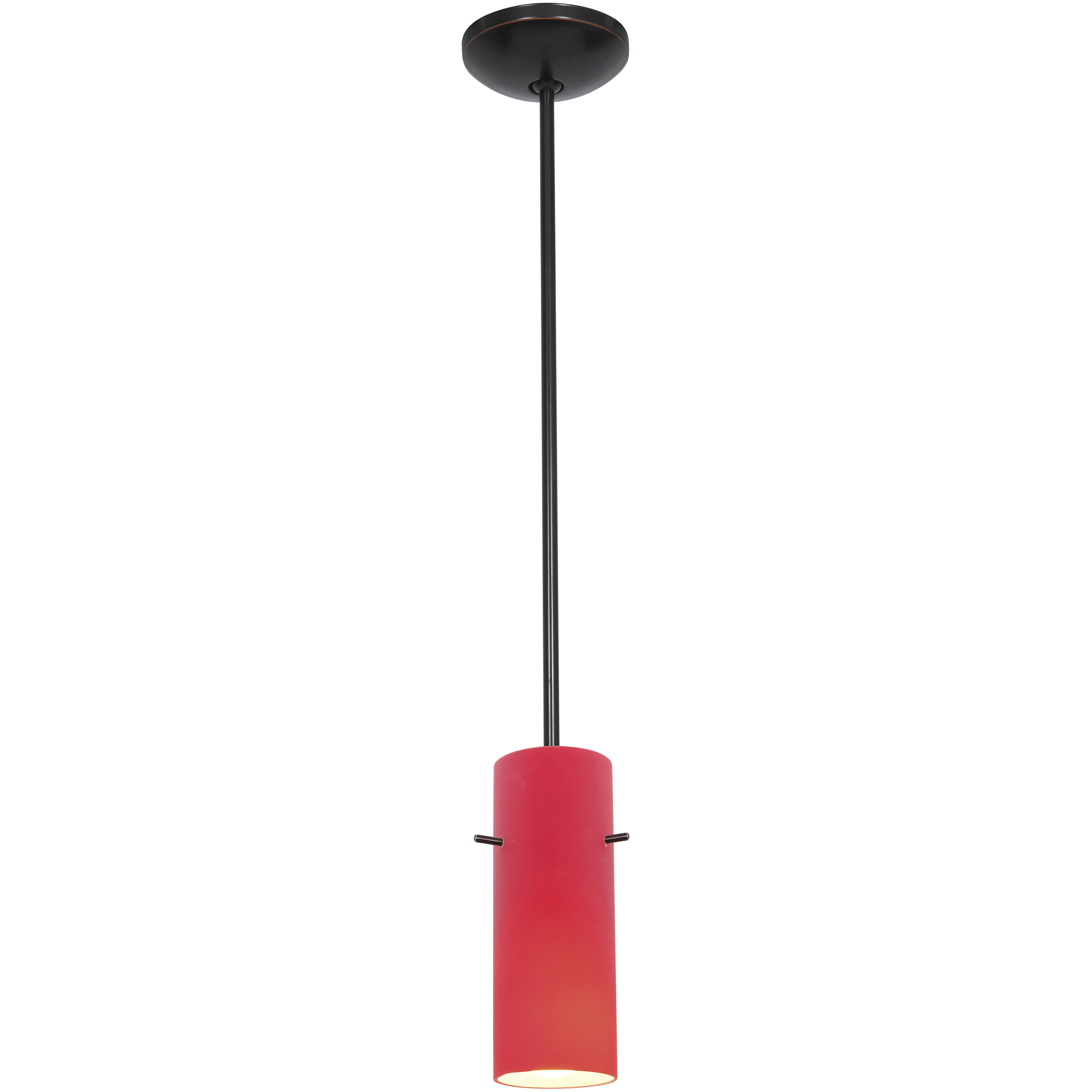 Cylinder 1 Light Oil Rubbed Bronze Pendant Ceiling Light in Red