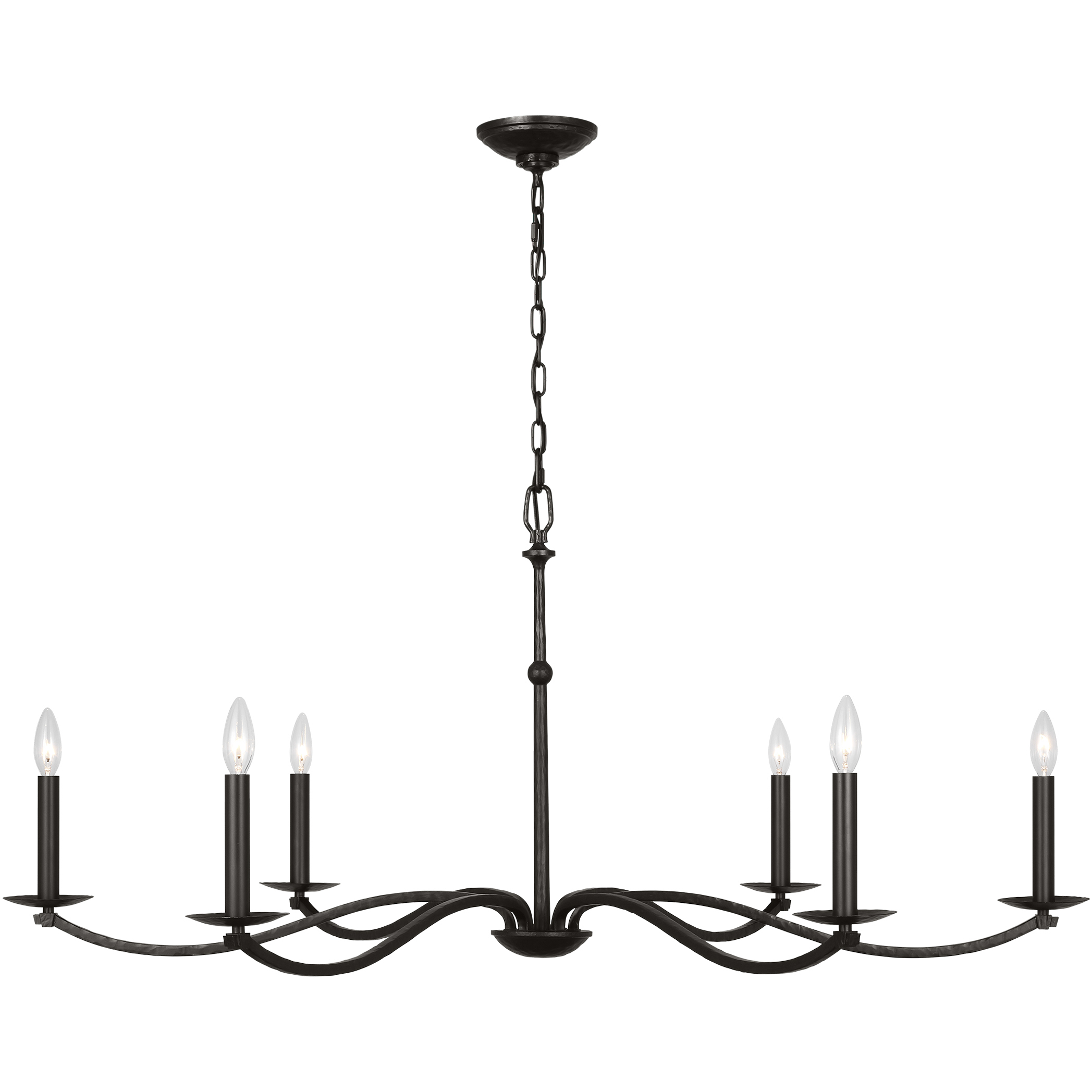 C&M by Chapman & Myers Wellen 6 Light 48 inch Aged Iron Chandelier Ceiling Light
