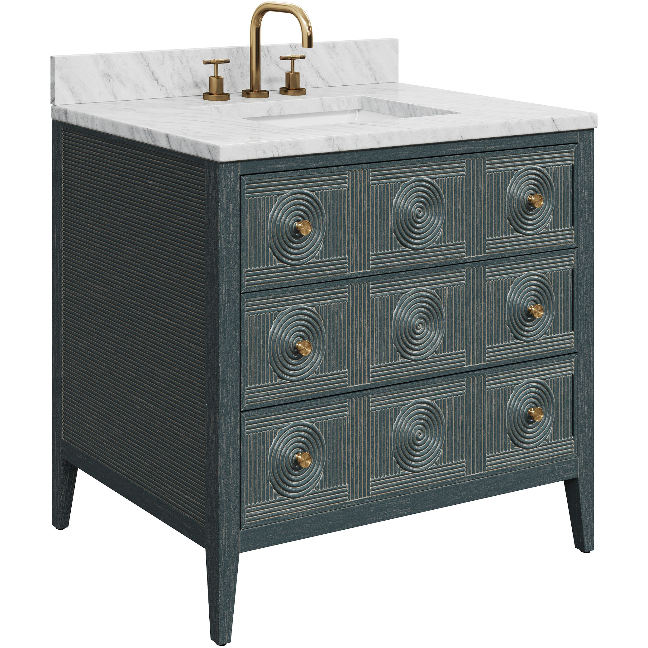 Santos 36 X 34 inch Vintage Navy and Natural and White and Brushed Brass and Polished Nickel Bath Vanity Sink