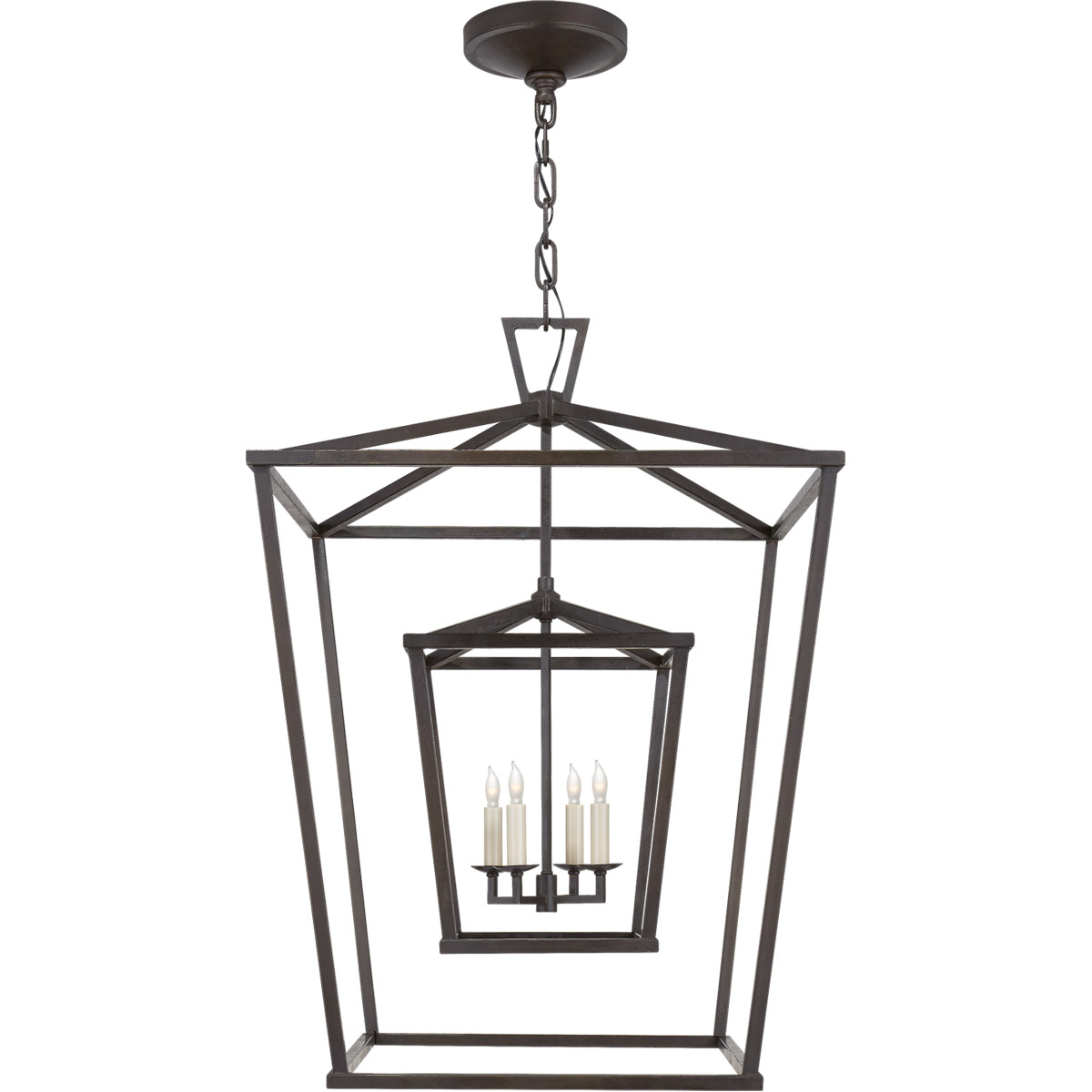 Chapman & Myers Darlana 4 Light 24 inch Aged Iron Double Cage Lantern Pendant Ceiling Light, Large