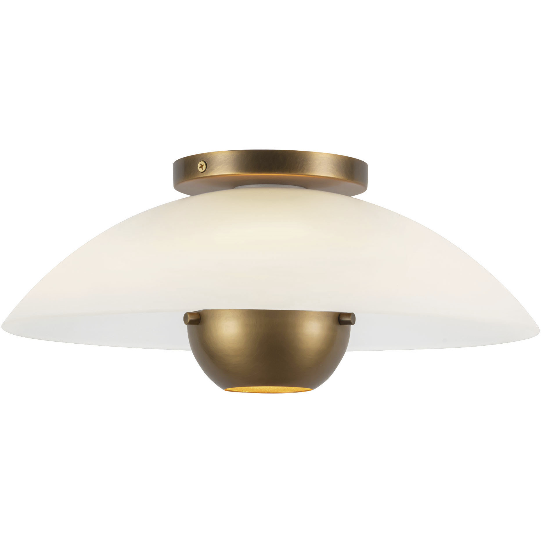 Umbra 1 Light 14 inch Vintage Brass Semi-Flush Mount Ceiling Light in Opal Glass Shade
