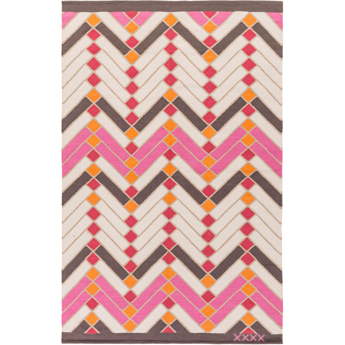 Savannah 72 X 48 inch Pink and Red Area Rug, Cotton