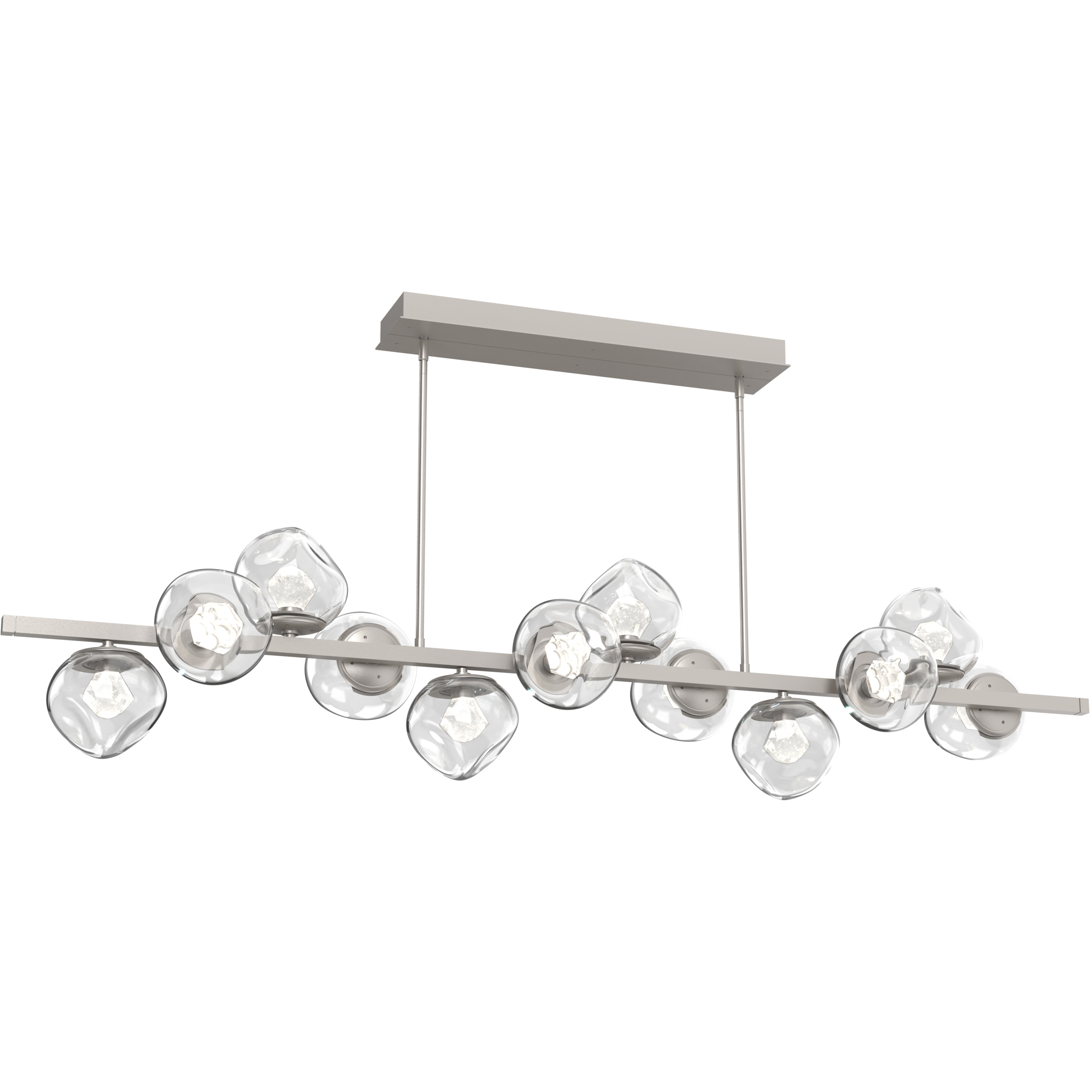 Luna LED 72 inch Beige Silver Chandelier Ceiling Light in 3000K LED, Zircon Inner - Clear Outer, Twisted Branch