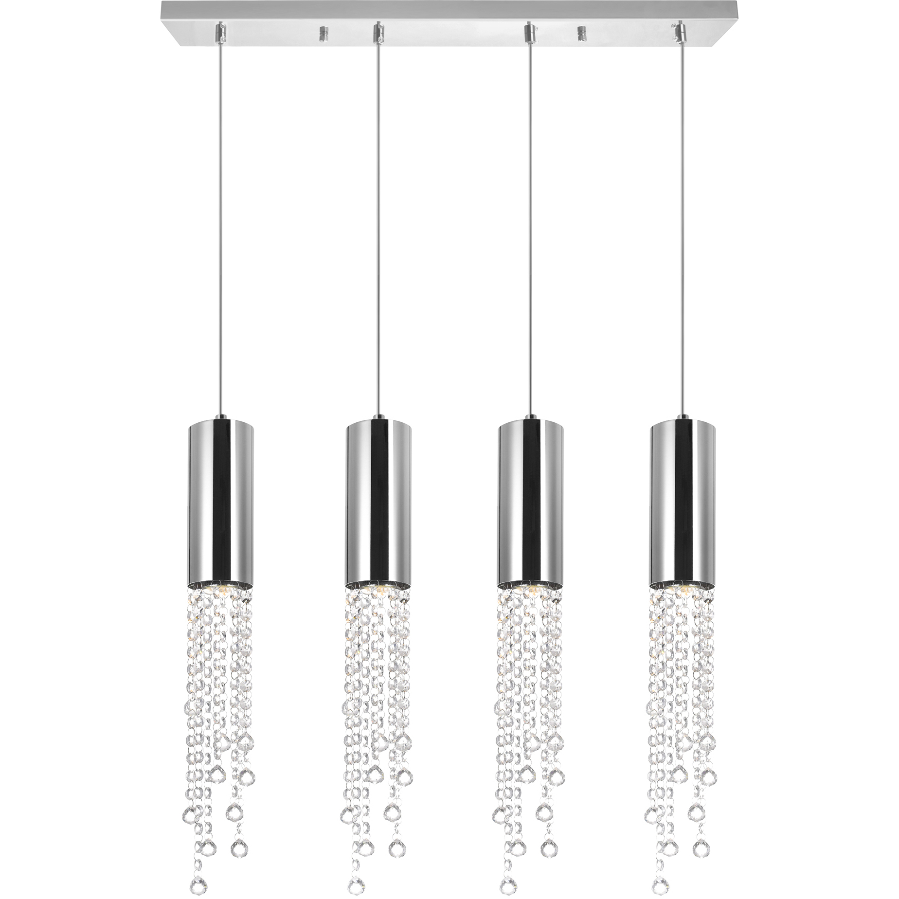 Extended 4 Light 30 inch Chrome Island/Pool Table Light Ceiling Light
