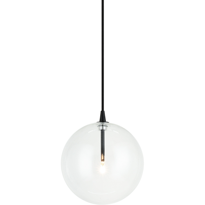 Bolha 1 Light 8.63 inch Black Pendant Ceiling Light in Black and Clear
