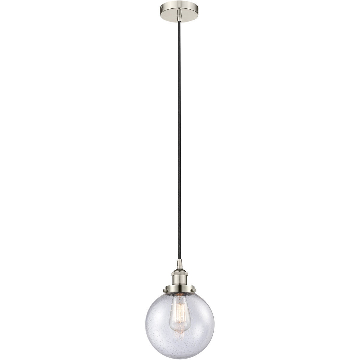 Edison Beacon LED 8 inch Polished Nickel Mini Pendant Ceiling Light