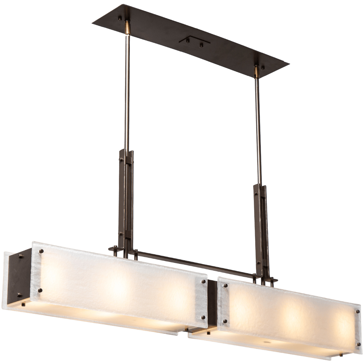 Urban Loft 6 Light 44.4 inch Burnished Bronze Linear Pendant Ceiling Light in Frosted Granite, E26 Incandescent, Trestle