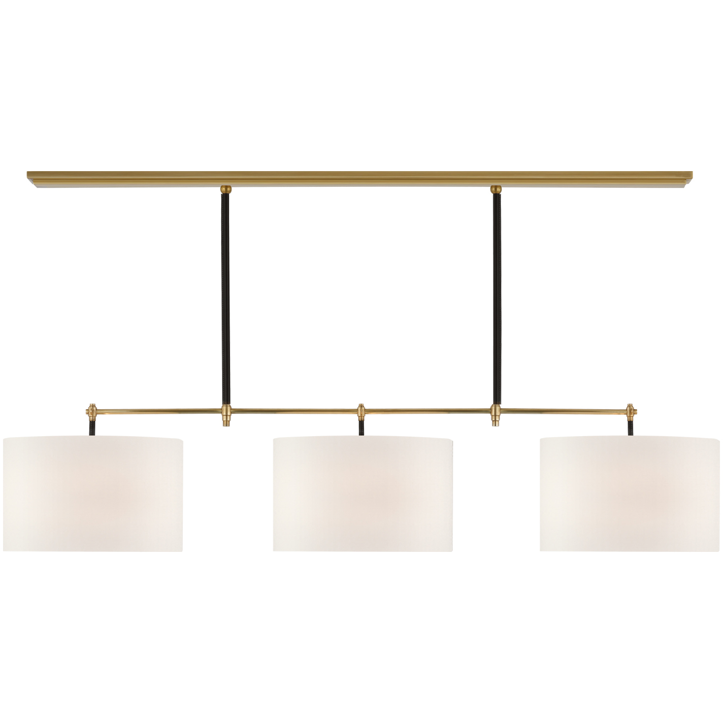 Thomas O'Brien Bryant2 LED 64.25 inch Hand-Rubbed Antique Brass and Chocolate Leather Wrapped Billiard Ceiling Light, Large