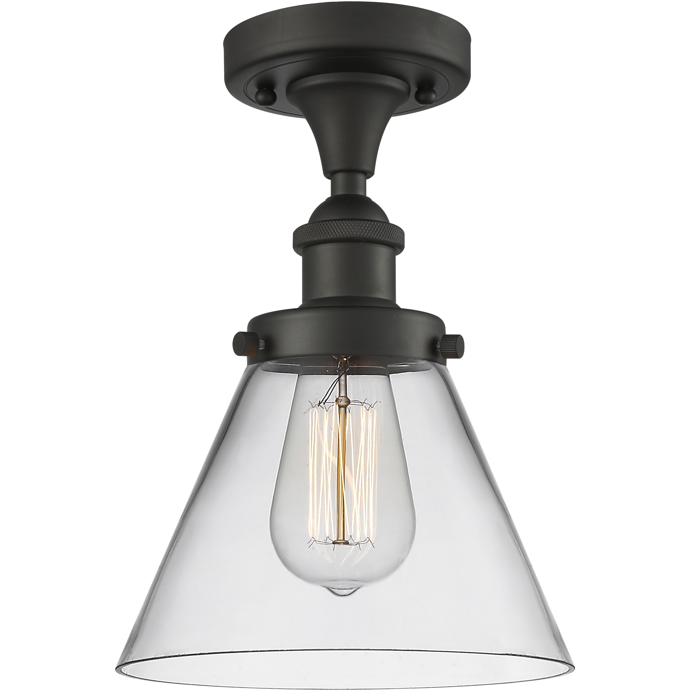 Cone 1 Light 7.75 inch Oil Rubbed Bronze Semi-Flush Mount Ceiling Light