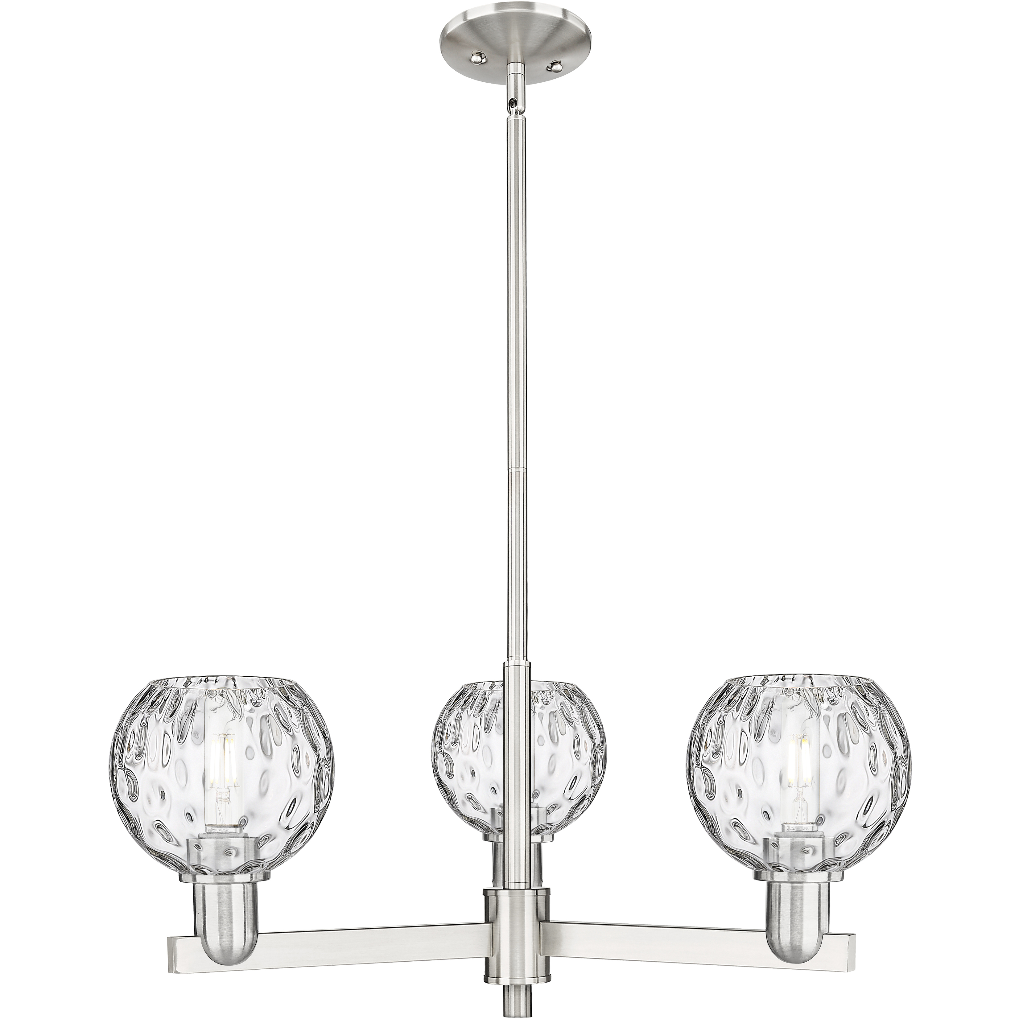Arcadia Athens Water Glass 3 Light 27.75 inch Satin Nickel Chandelier Ceiling Light