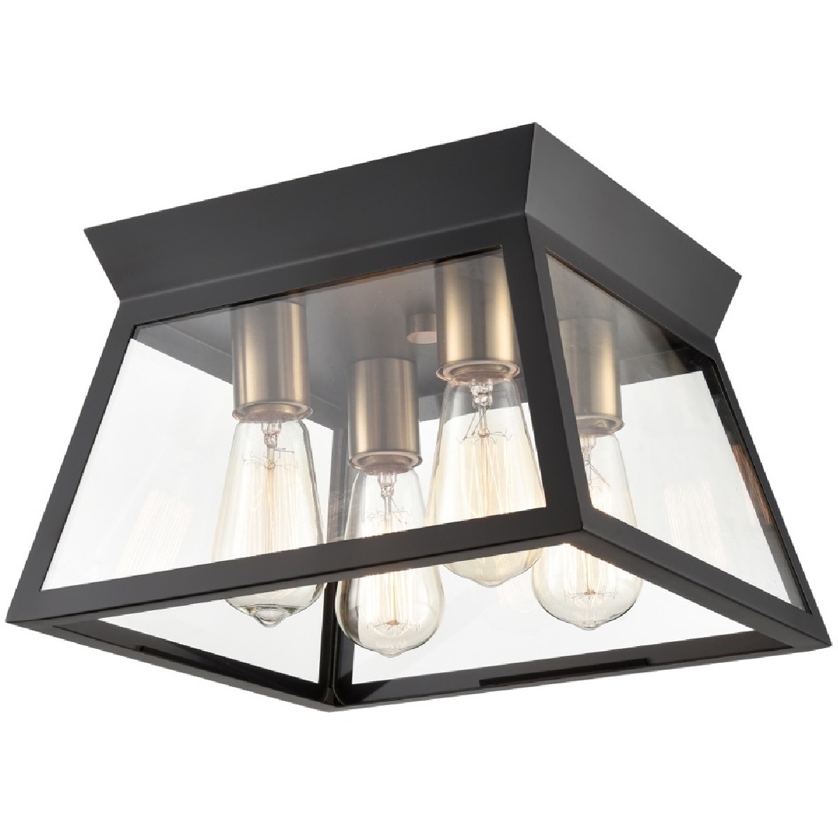 Artcraft AC11853BK Lucian LED 12 inch Black and Brushed Brass Flush