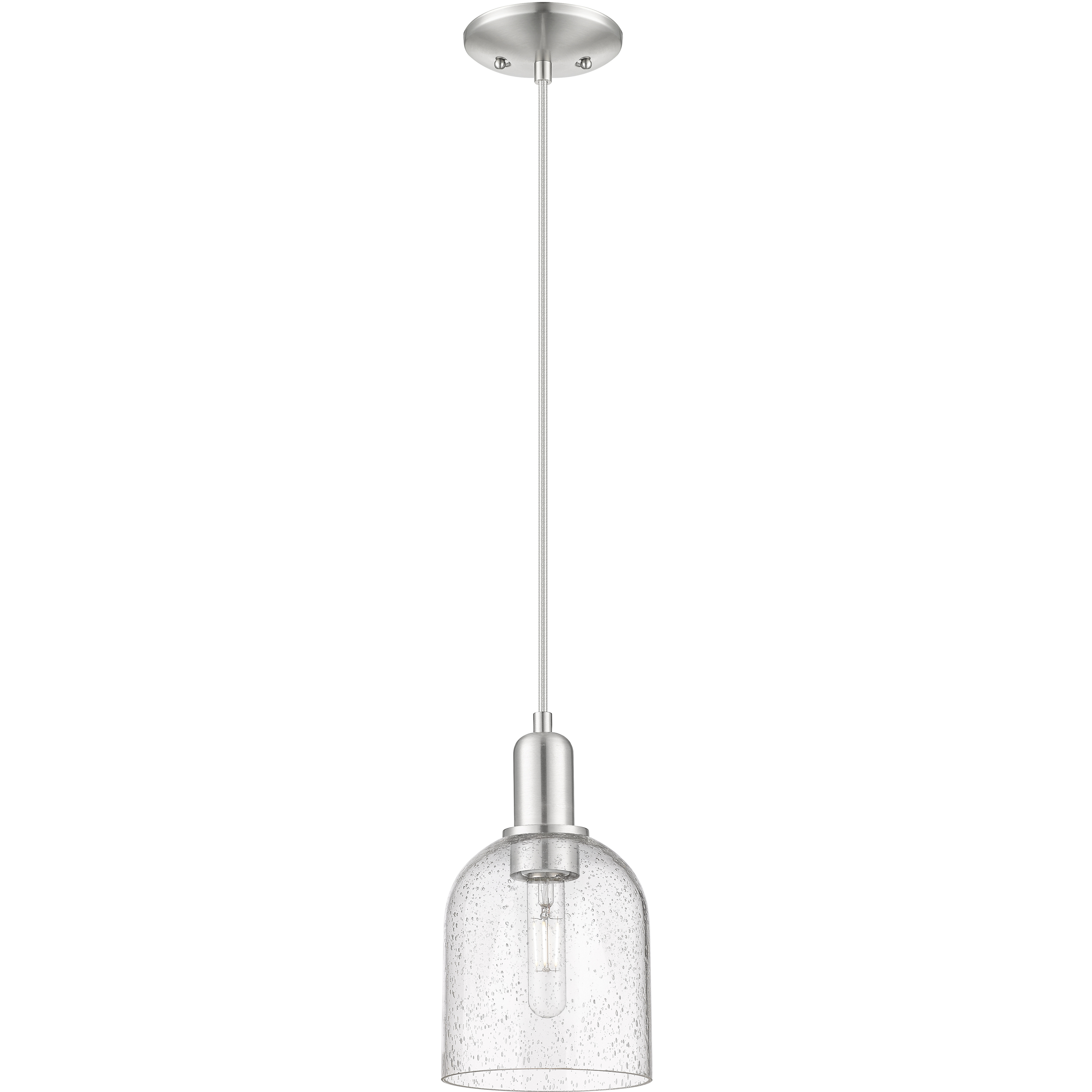 Arcadia Bella 1 Light 5.5 inch Brushed Satin Nickel Mini Pendant Ceiling Light in Seedy