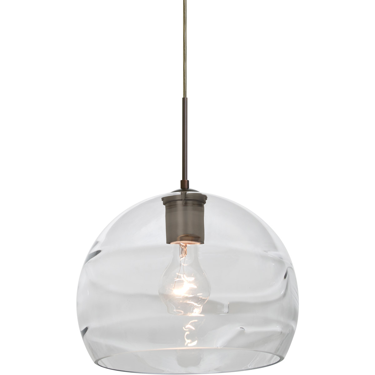 Spirit 10 1 Light Bronze Cord Pendant Ceiling Light in Clear Glass