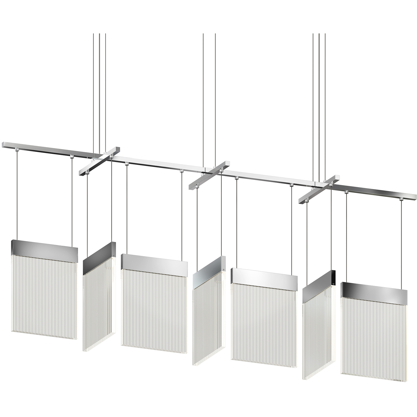 V Panels 7 Light 56 inch Polished Chrome Pendant Ceiling Light