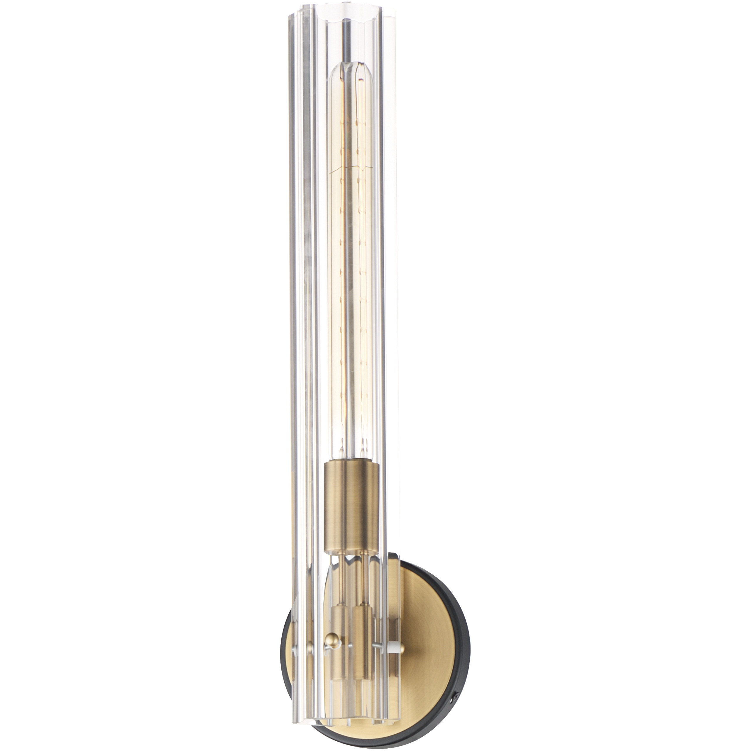 Flambeau 1 Light 5 inch Black and Antique Brass ADA Wall Sconce Wall Light in Clear