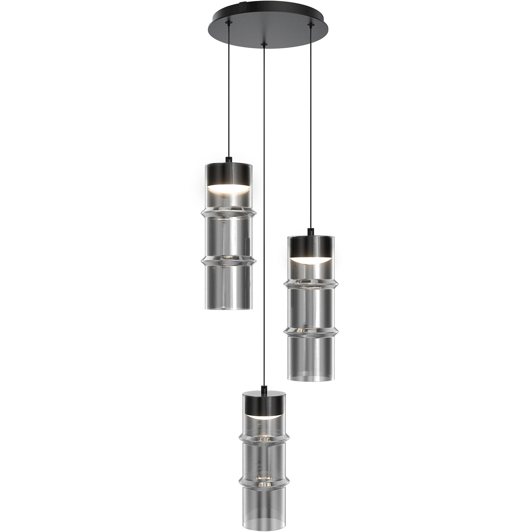 Kanister LED 4.63 inch Powder Coated Black Multi-Light Pendant Ceiling Light in Black Smoke Glass, dweLED