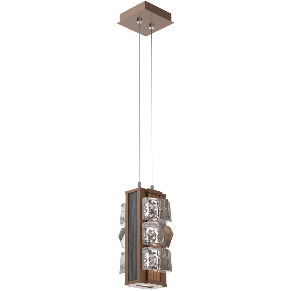 Tessera LED 7.3 inch Burnished Bronze with Dark Oak Pendant Ceiling Light in 2700K LED, Facet Cast, Small