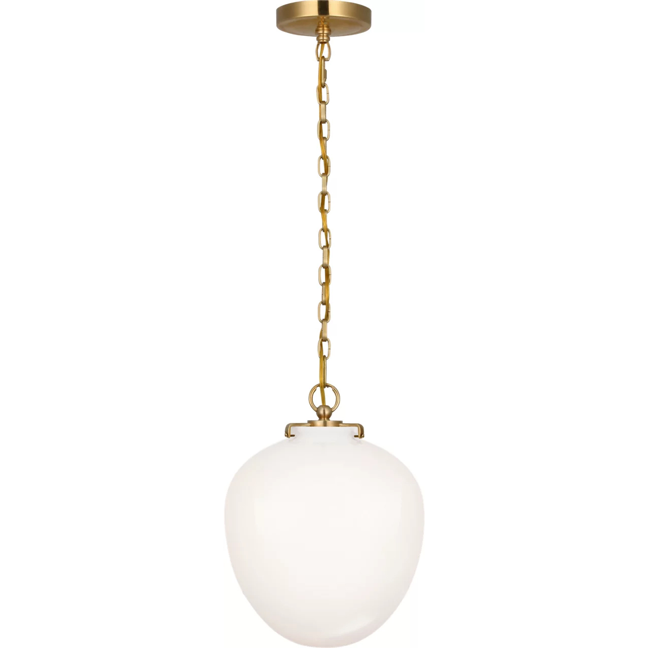 Thomas O'Brien Katie2 1 Light 10.5 inch Hand-Rubbed Antique Brass Acorn Pendant Ceiling Light in White Glass