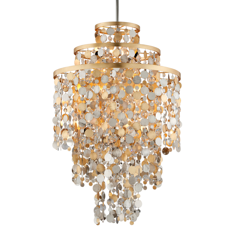 Ambrosia 32 inch Gold and Silver Leaf Pendant Ceiling Light in 50.25